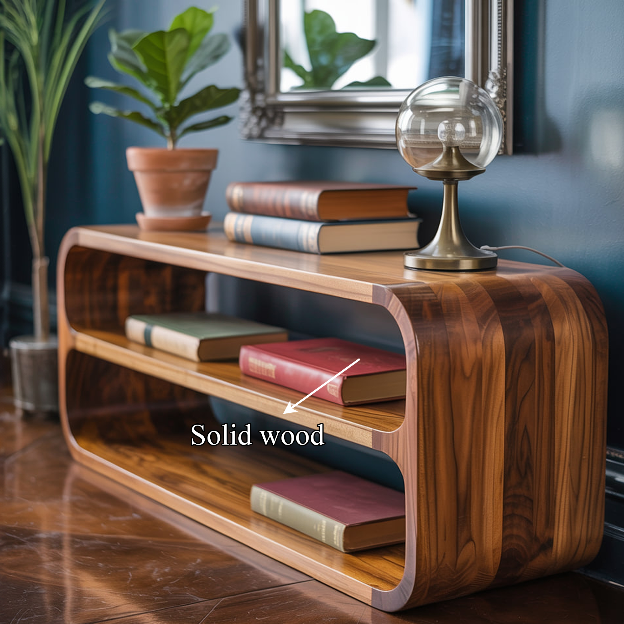 Mid Century Curved Wood Storage Cabinet Entryway Or Hallway SINLKISC284