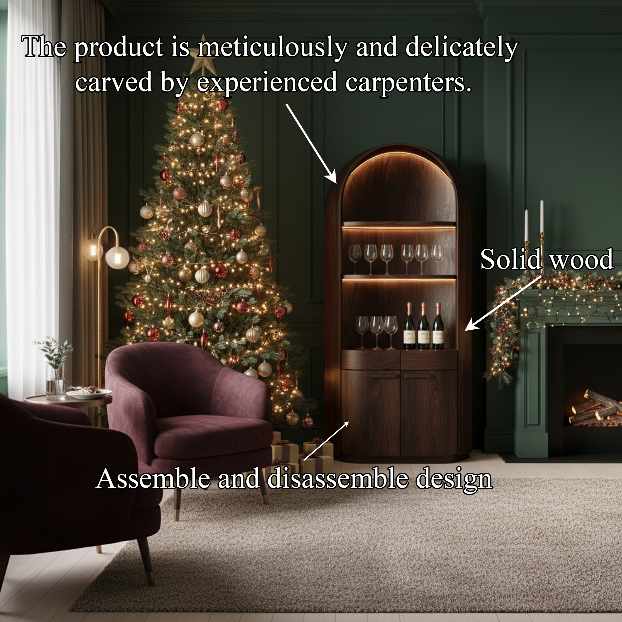 Rustic Arched Wine Cabinet Home Bar Storage SINLKISC317