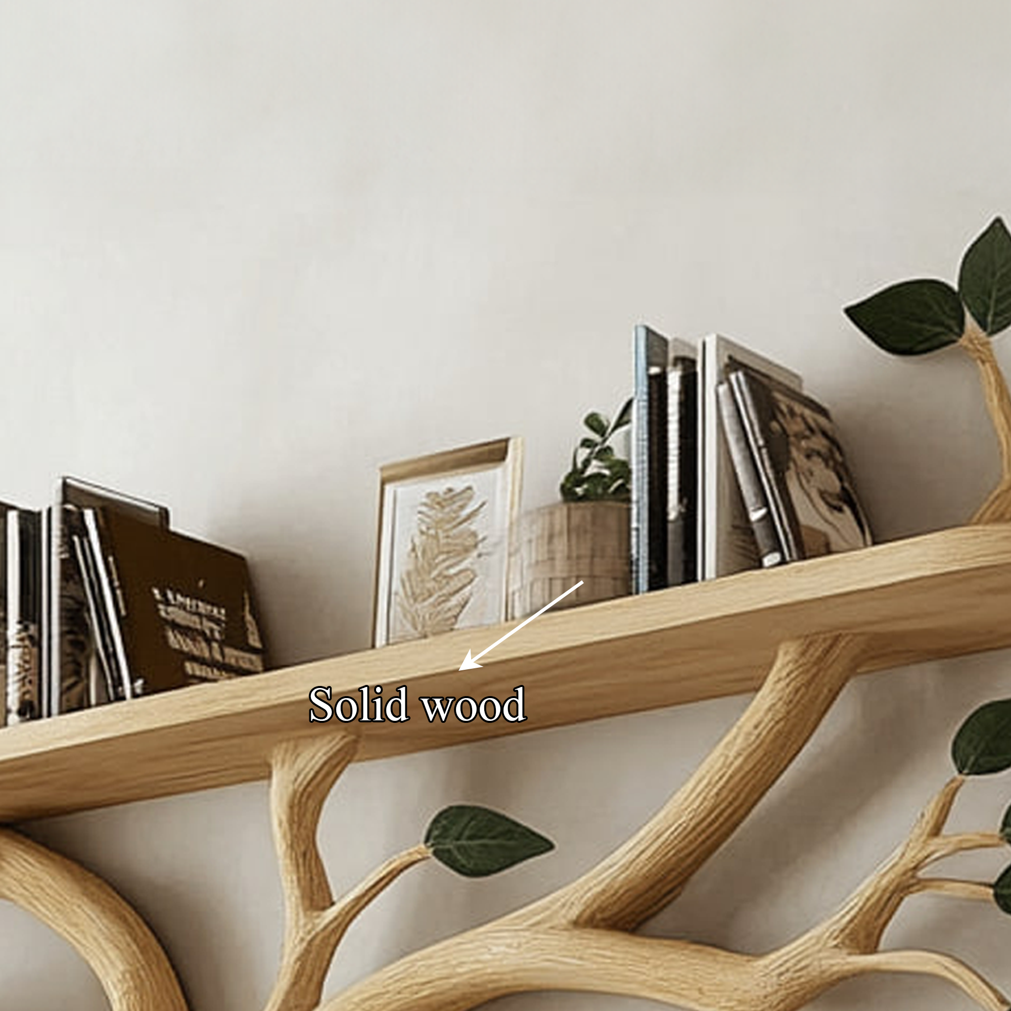 Rustic Organic Tree Wall Shelf Minimalist Bedroom Decor SINLKITBS064