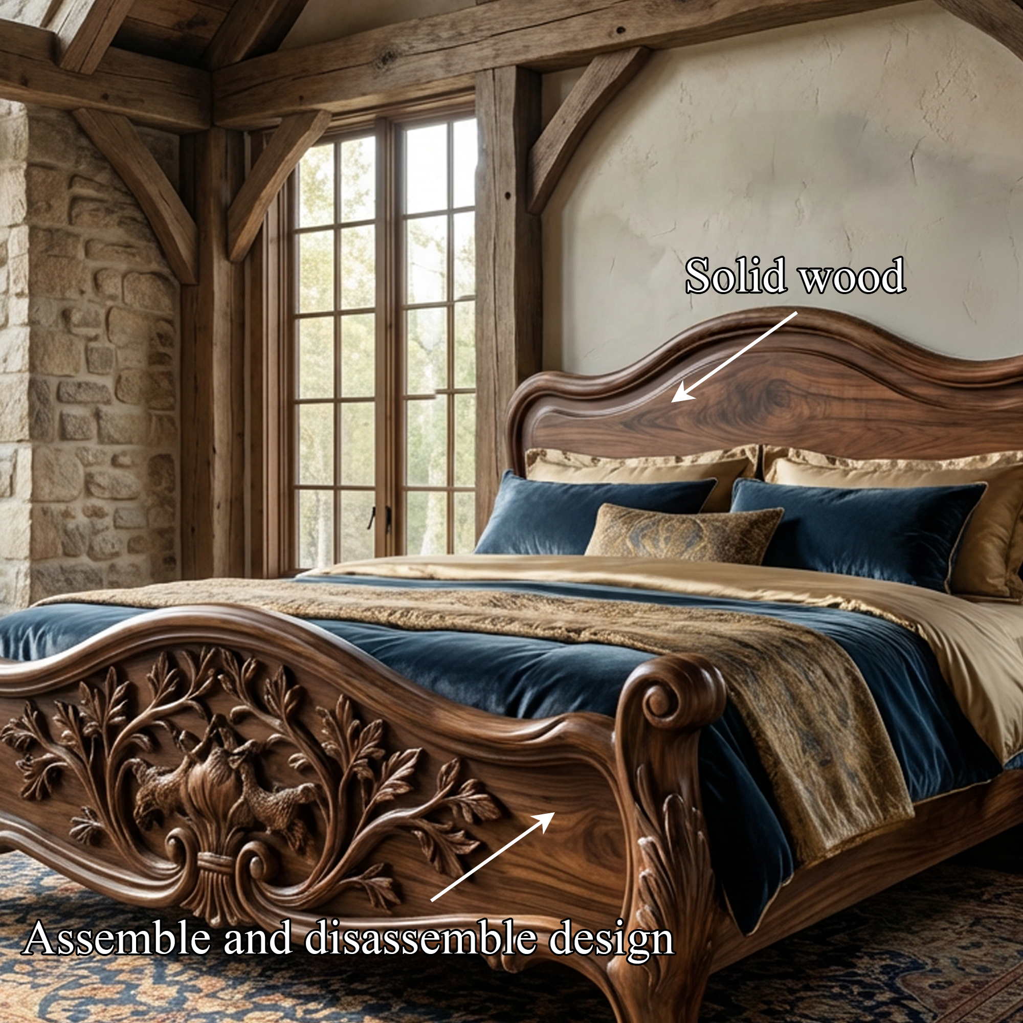 Rustic Sculpted Form Bed Frame For Bedroom And Interior Space SINLKIWB102