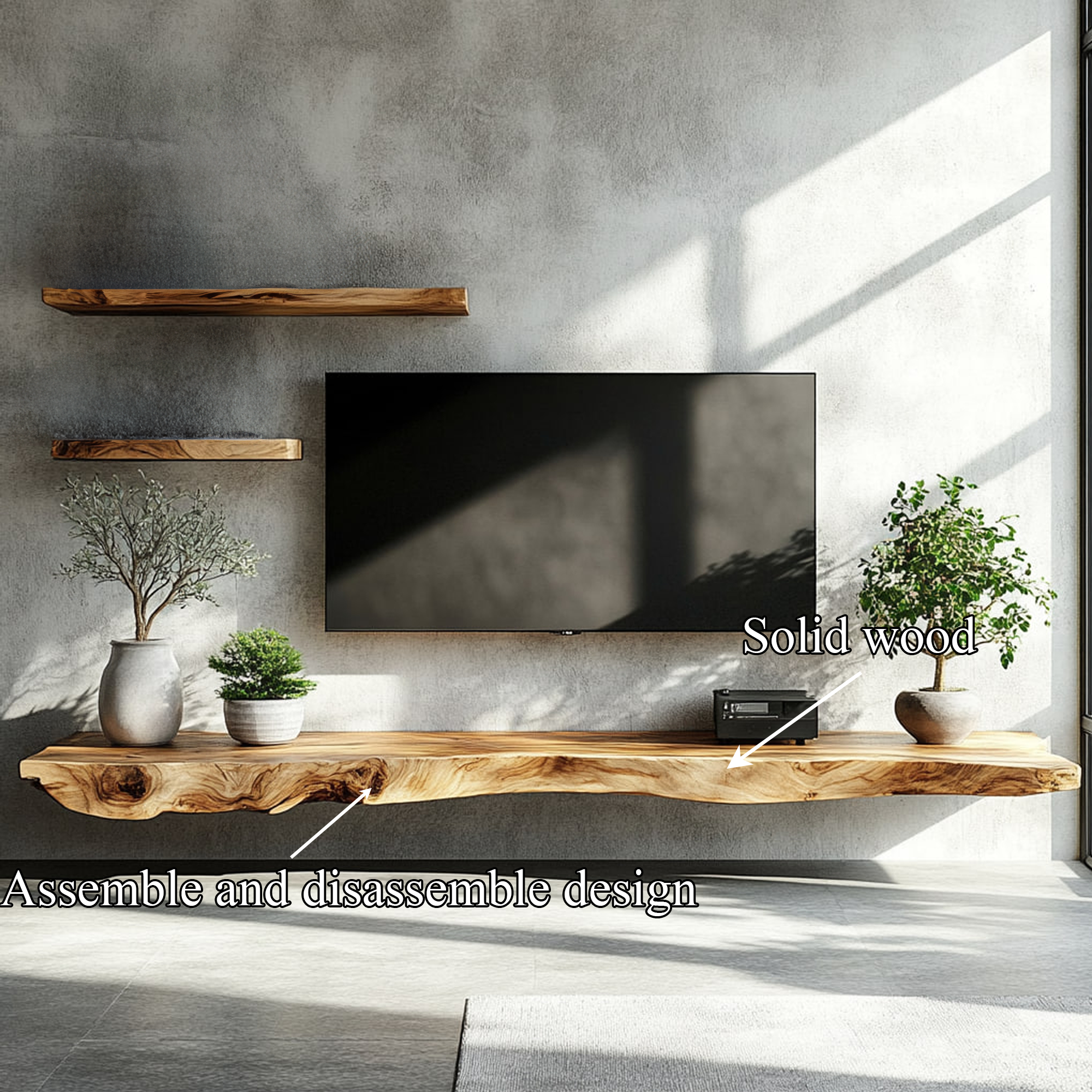 Rustic Wall Mounted TV Shelf For Living Room And Media Room SINLKIFL321