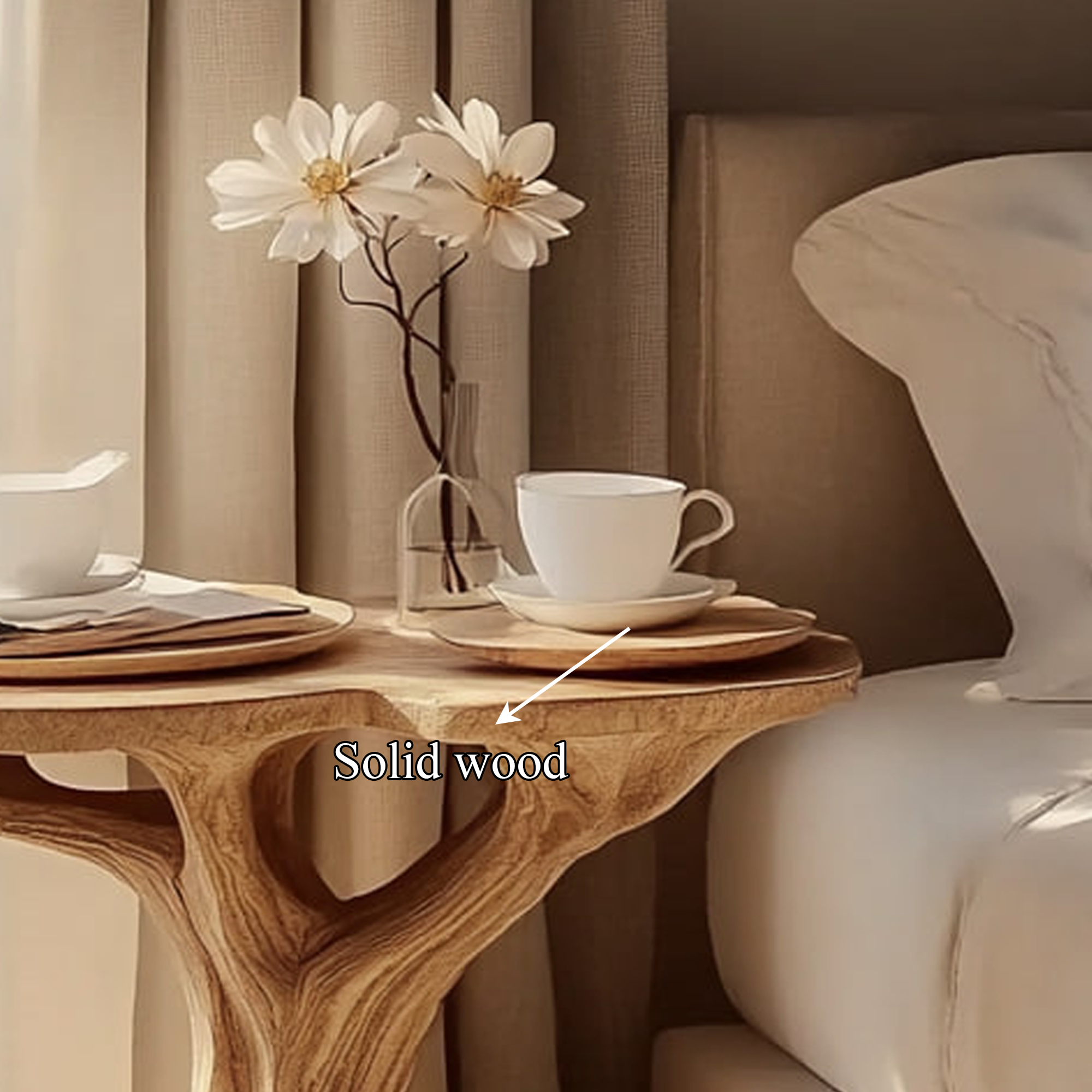 Rustic Natural Shape Side Table Living Room Bedroom Accent SINLKIBT163