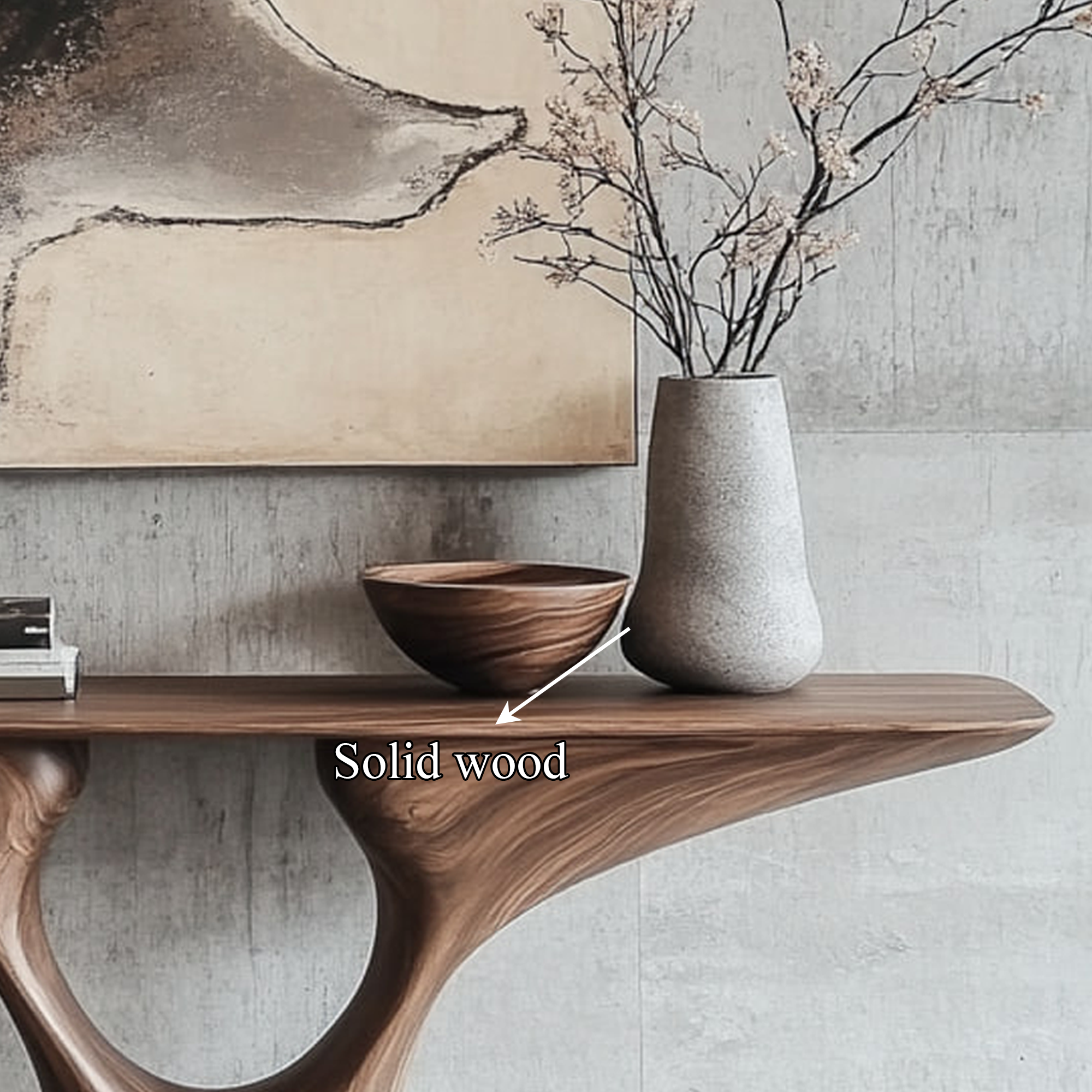 Rustic Entry Table Smooth Sculptural Form Luxury Welcome Area SINLKICS329