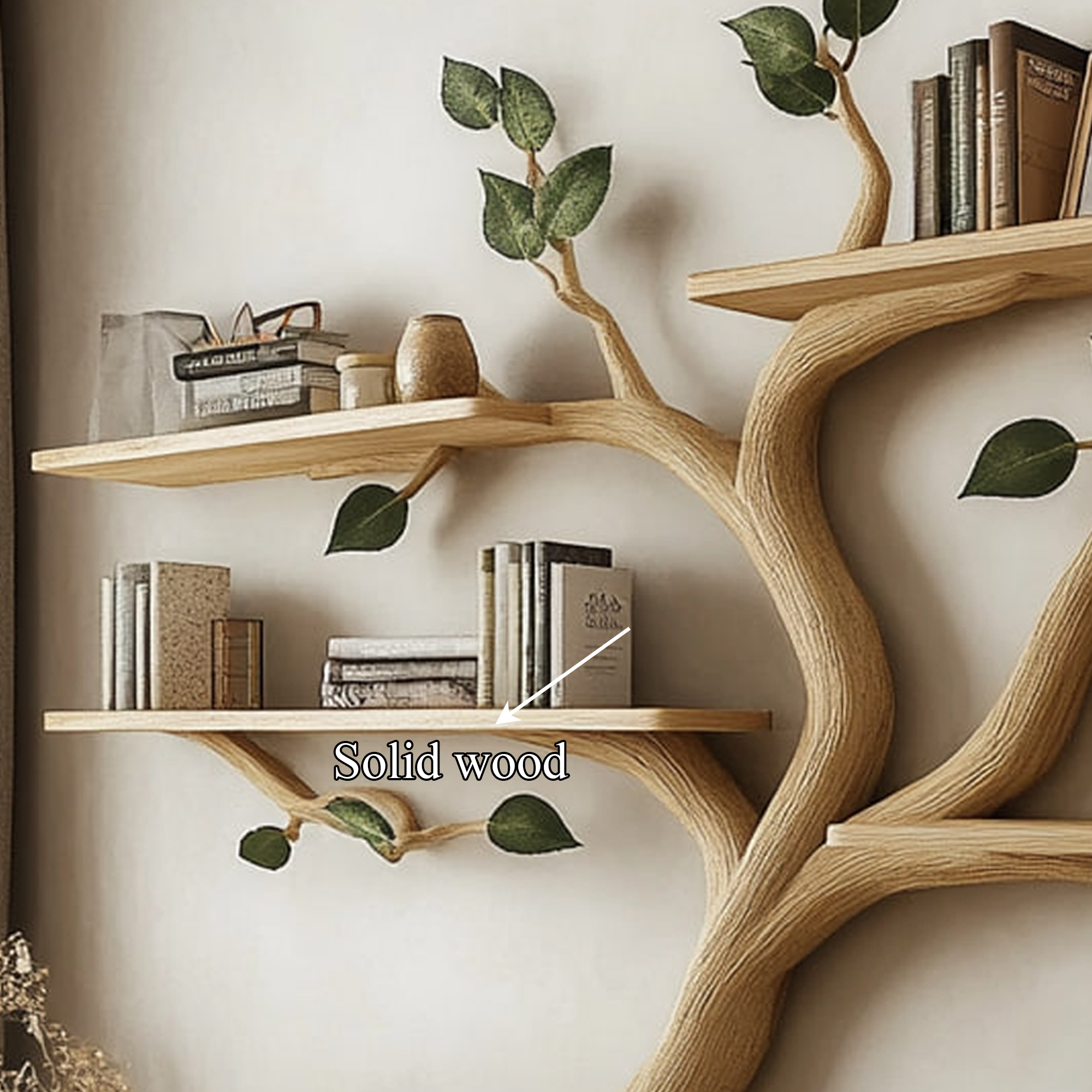 Rustic Tree Wall Shelf Contemporary Bedroom Entryway SINLKITBS062