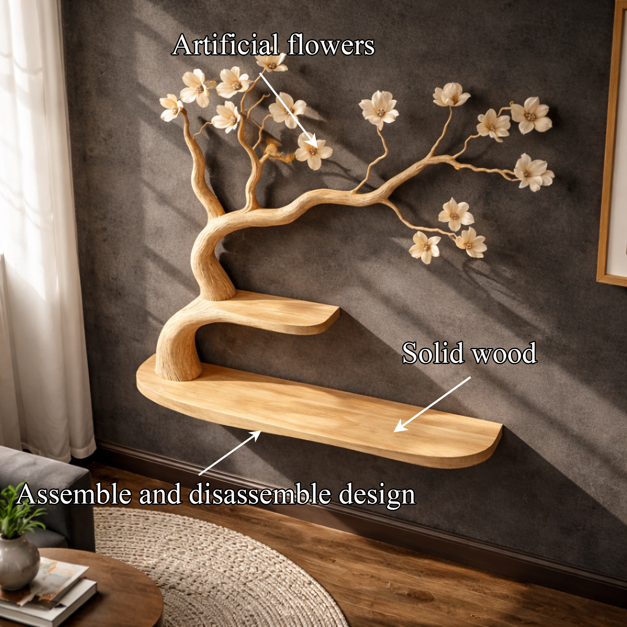 Rustic Artistic Tree Bookshelf Wall Decor For Home Library SINLKIFL251