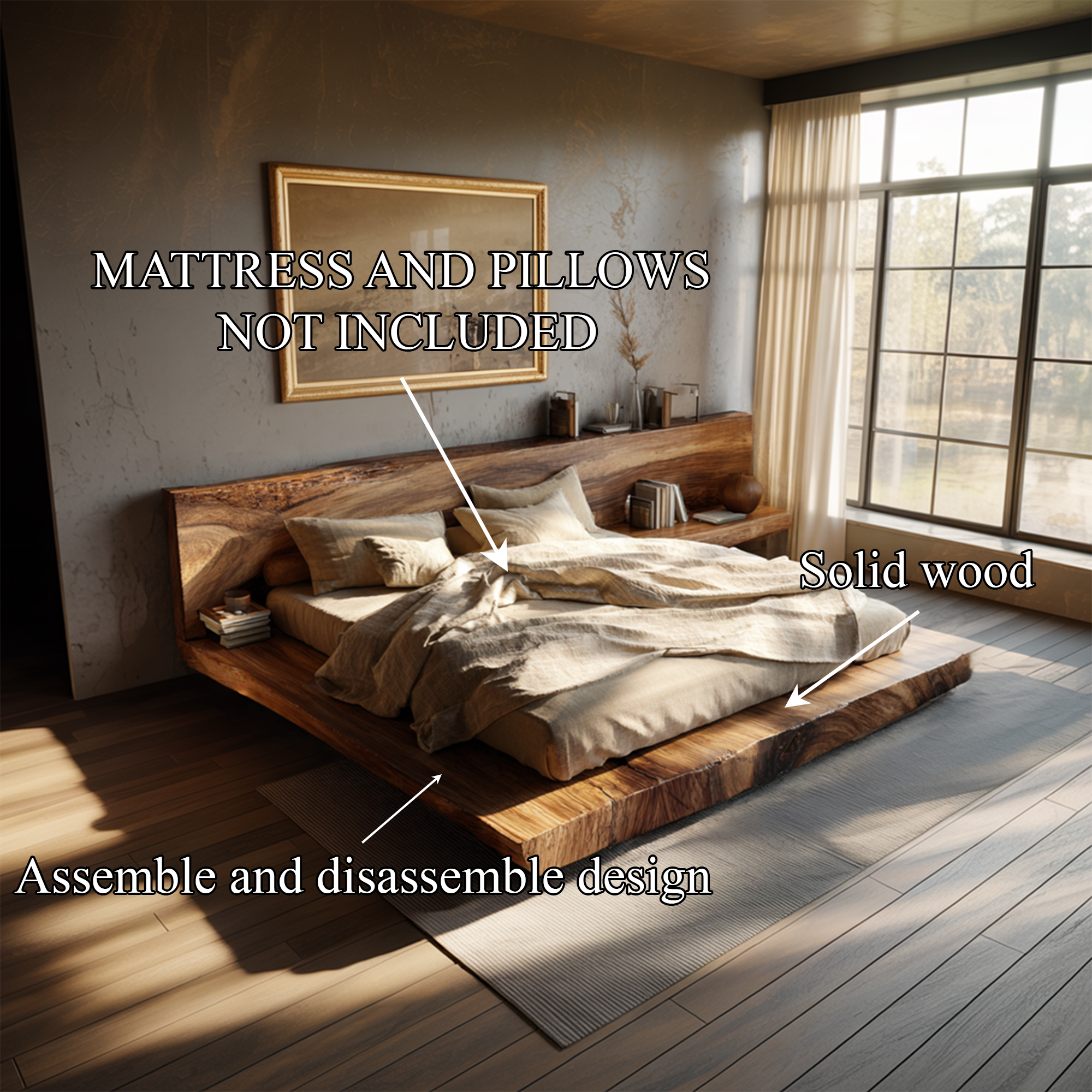 Mid Century Contemporary Bedroom Wood Bed SINLKIWB080