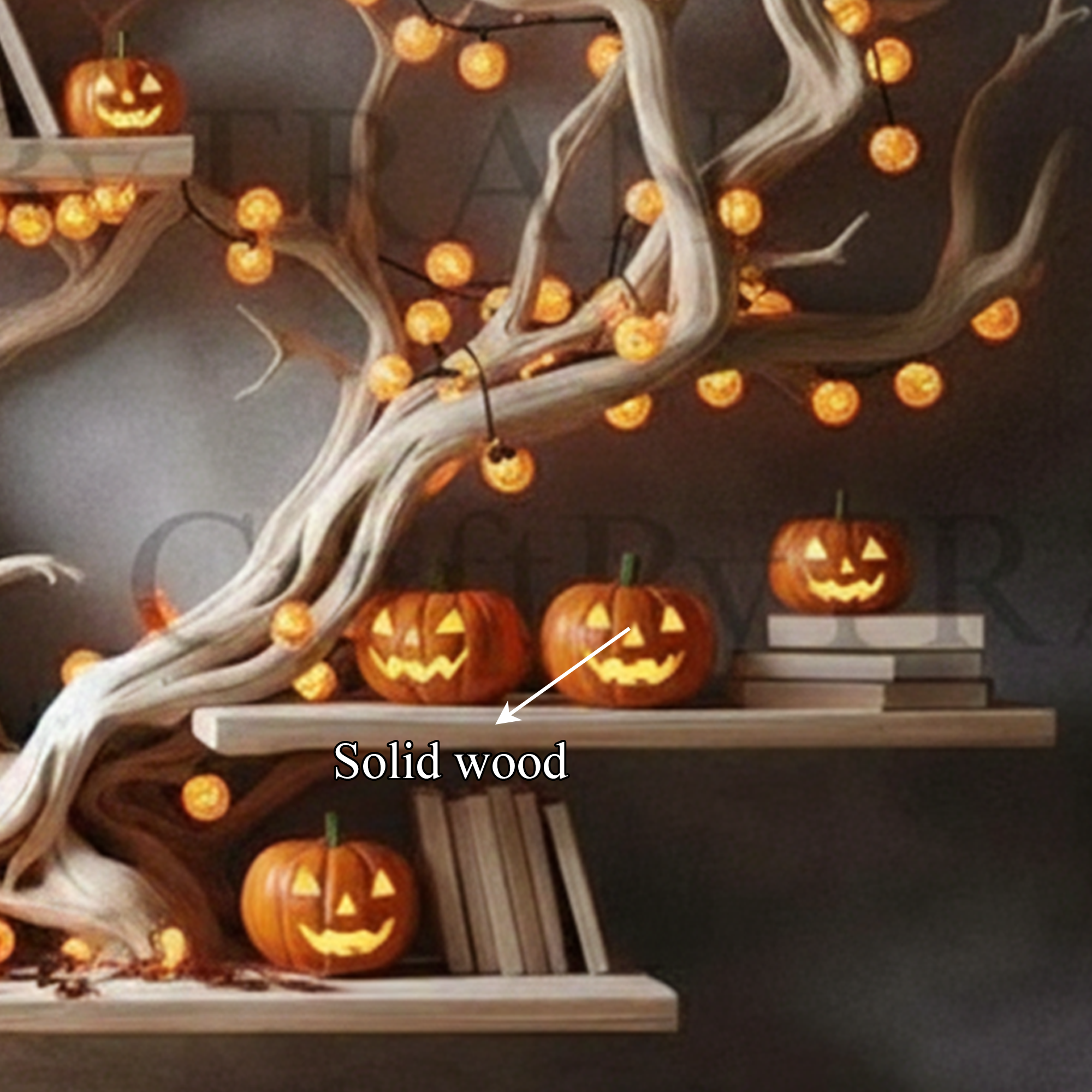 Rustic Tree Branch Bookshelf Halloween Wall Shelf Living Room Decor SINLKIHW050