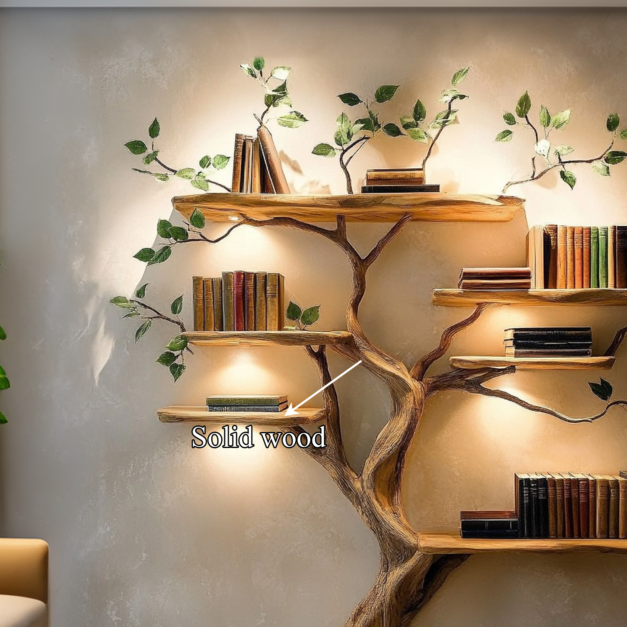 Rustic Organic Tree Bookshelf Bedroom Or Living Room SINLKITB533