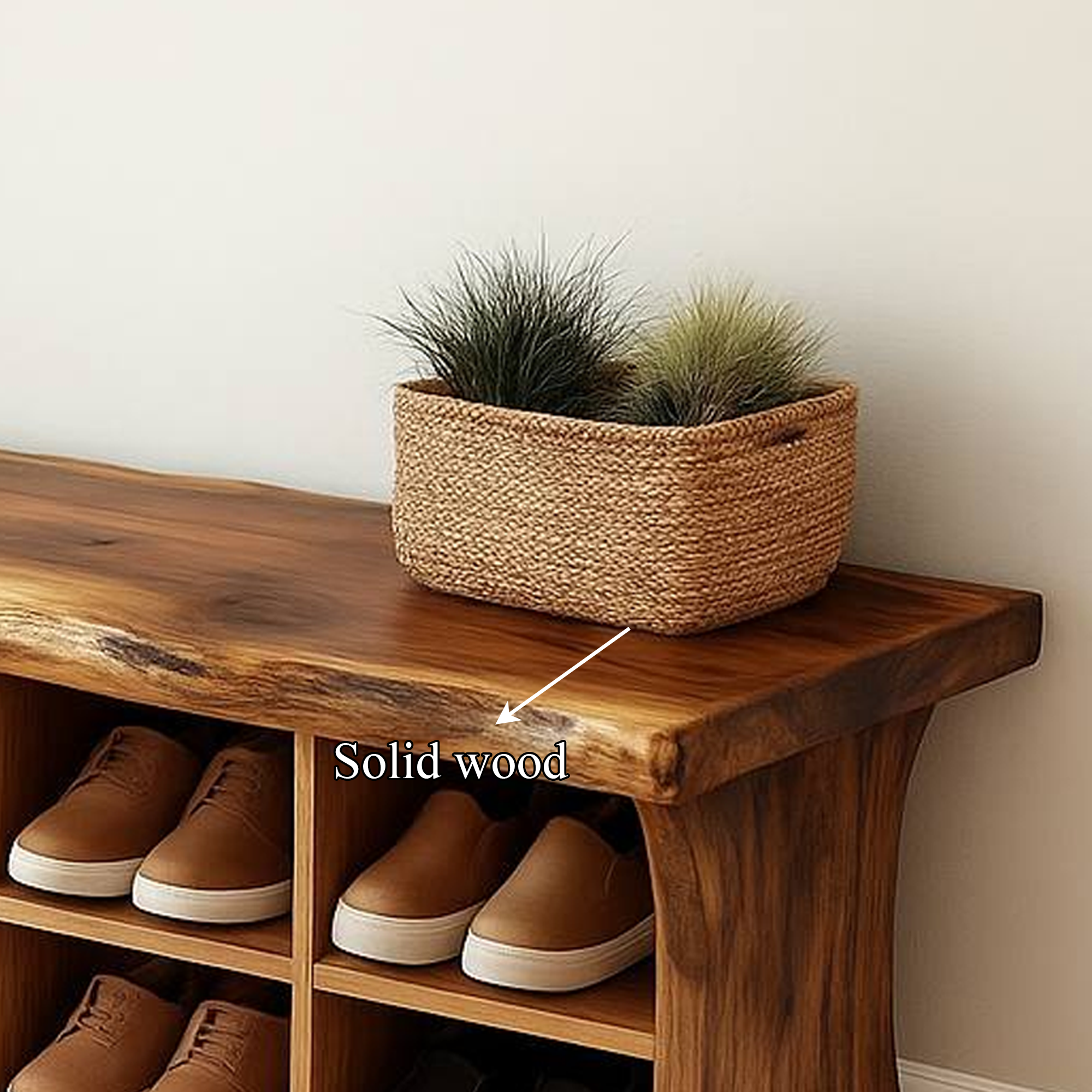 Rustic Shoe Storage Bench Entryway SINLSB047