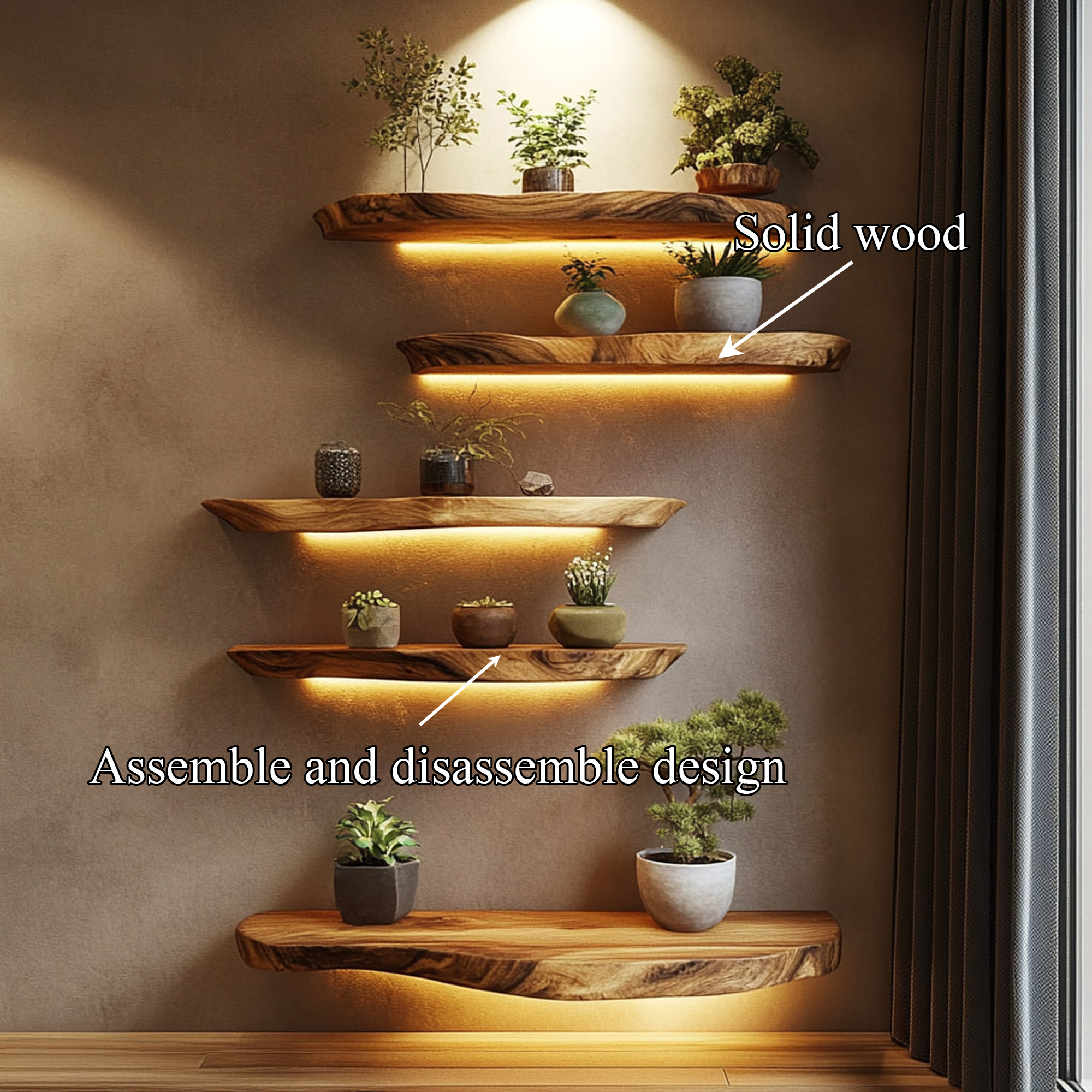 Rustic Wall Mounted Shelf For Living Room And Bedroom SINLKIFL329