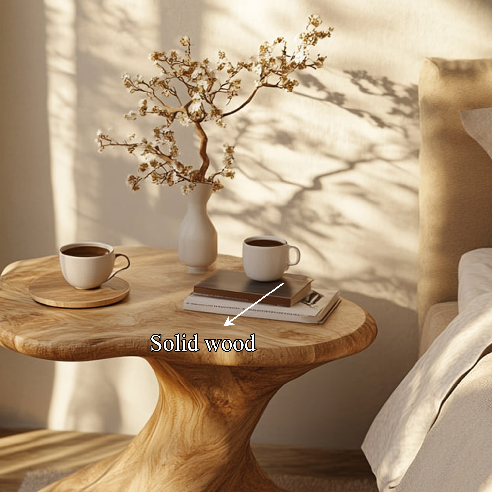 Rustic Modern Sculptural Side Table Bedroom Entryway SINLKIBT172