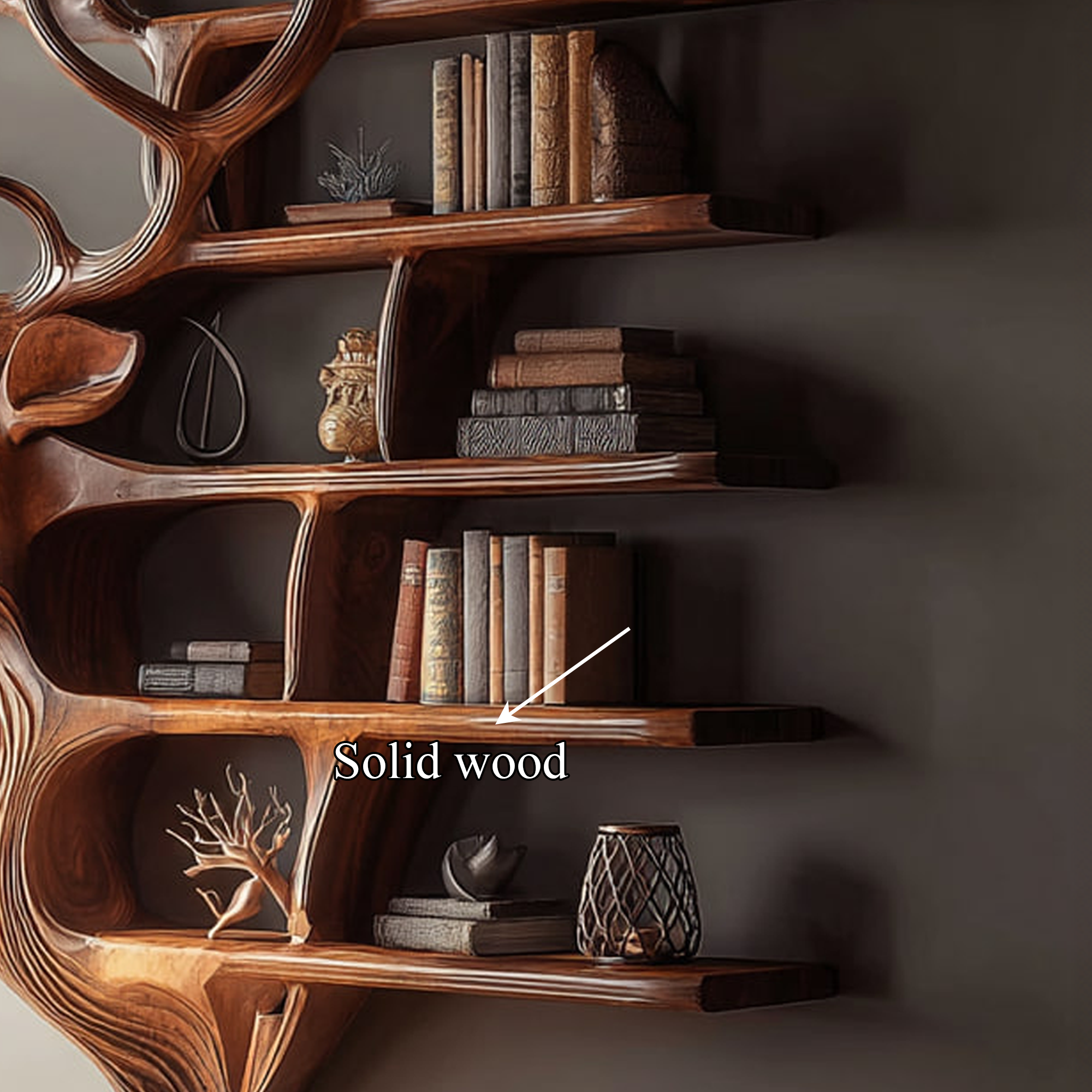 Rustic Deer Bookshelf Wall Mounted Living Room Display SINLKISC128