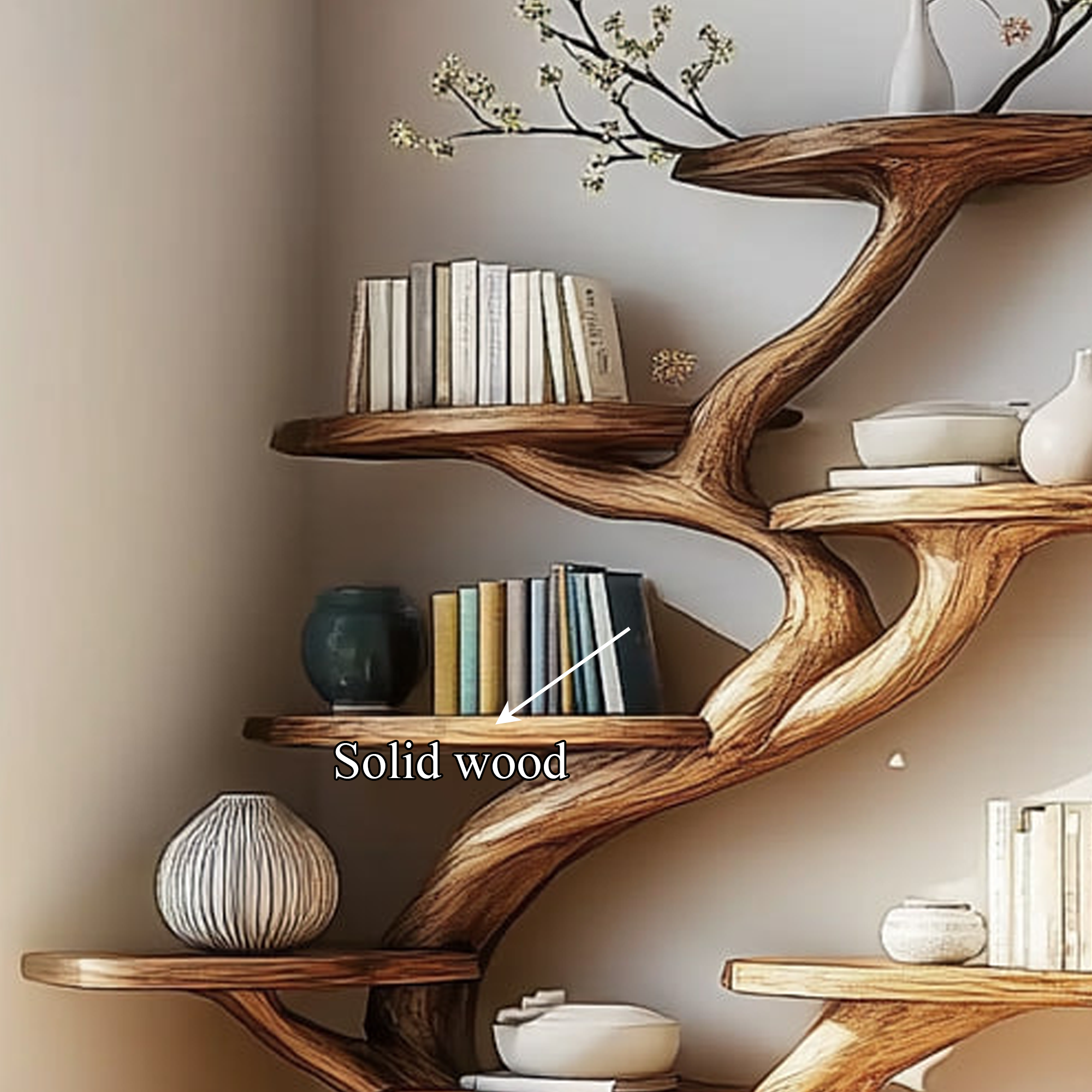 Rustic Artistic Tree Shaped Shelf Home Office Modern Decor SINLKITB475