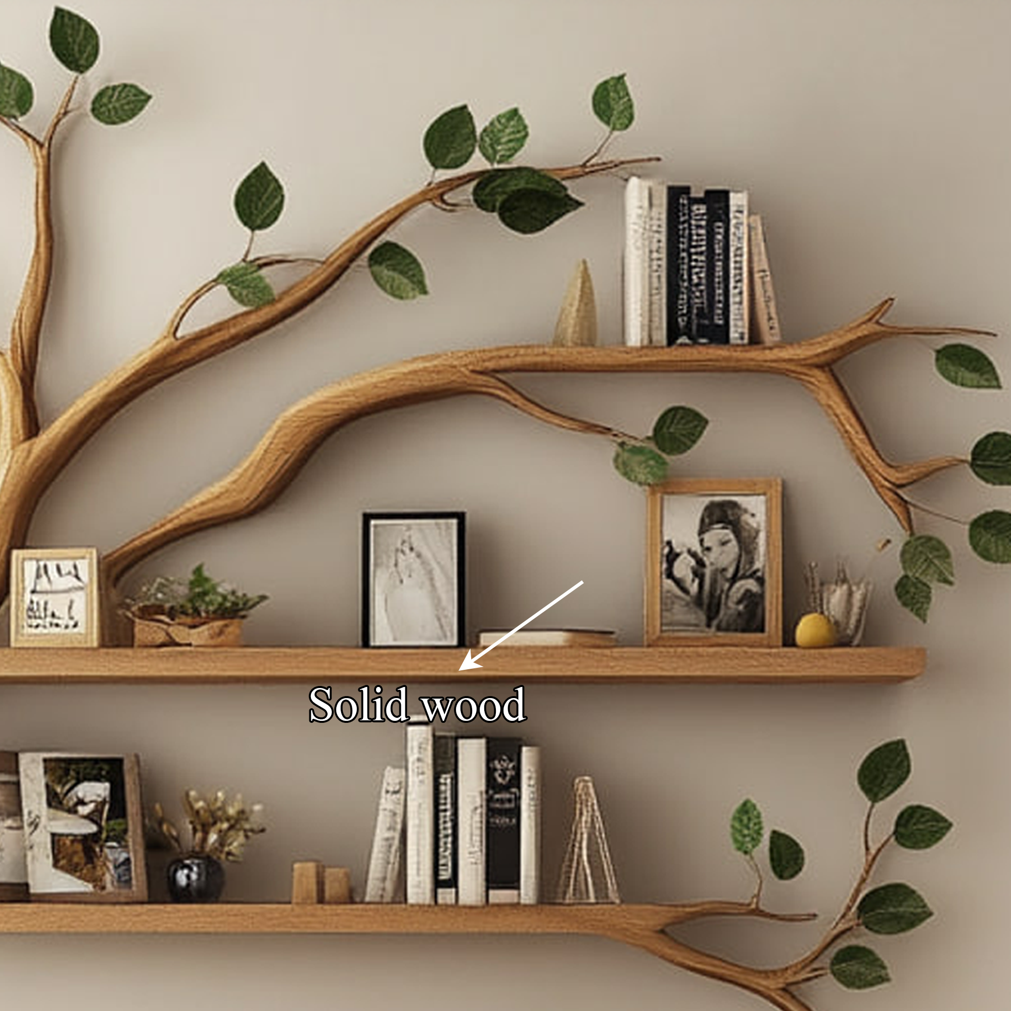 Rustic Organic Tree Bookshelf Warm Bedroom Entryway SINLKITBS068
