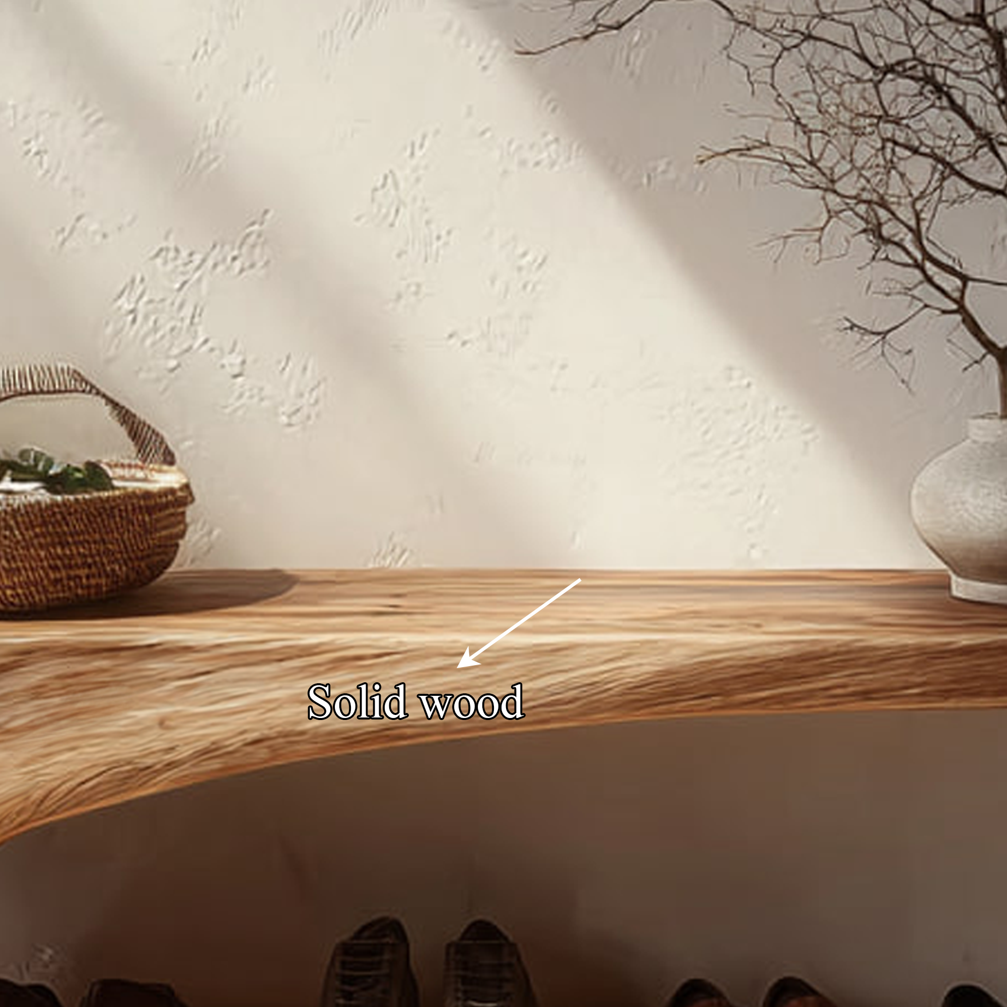 Rustic Organic Form Wooden Shoe Storage Bench Porch SINLKISB058