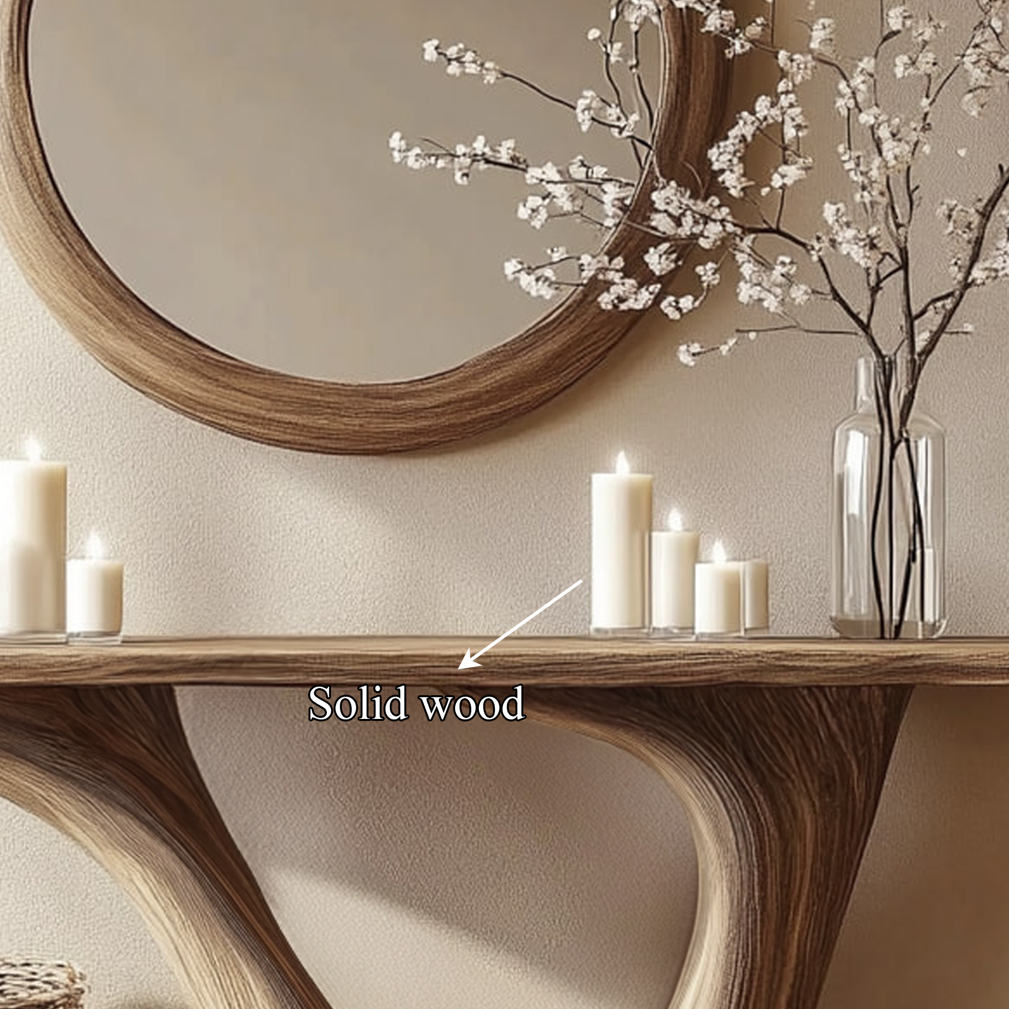 Mid Century Console Table Sculptural Wood Arch Luxury Foyer Display SINLKICS344