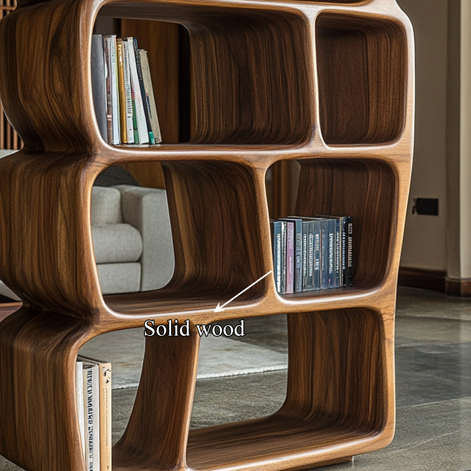 Mid Century Sculptural Bookshelf For Living Room And Office SINLKISC260