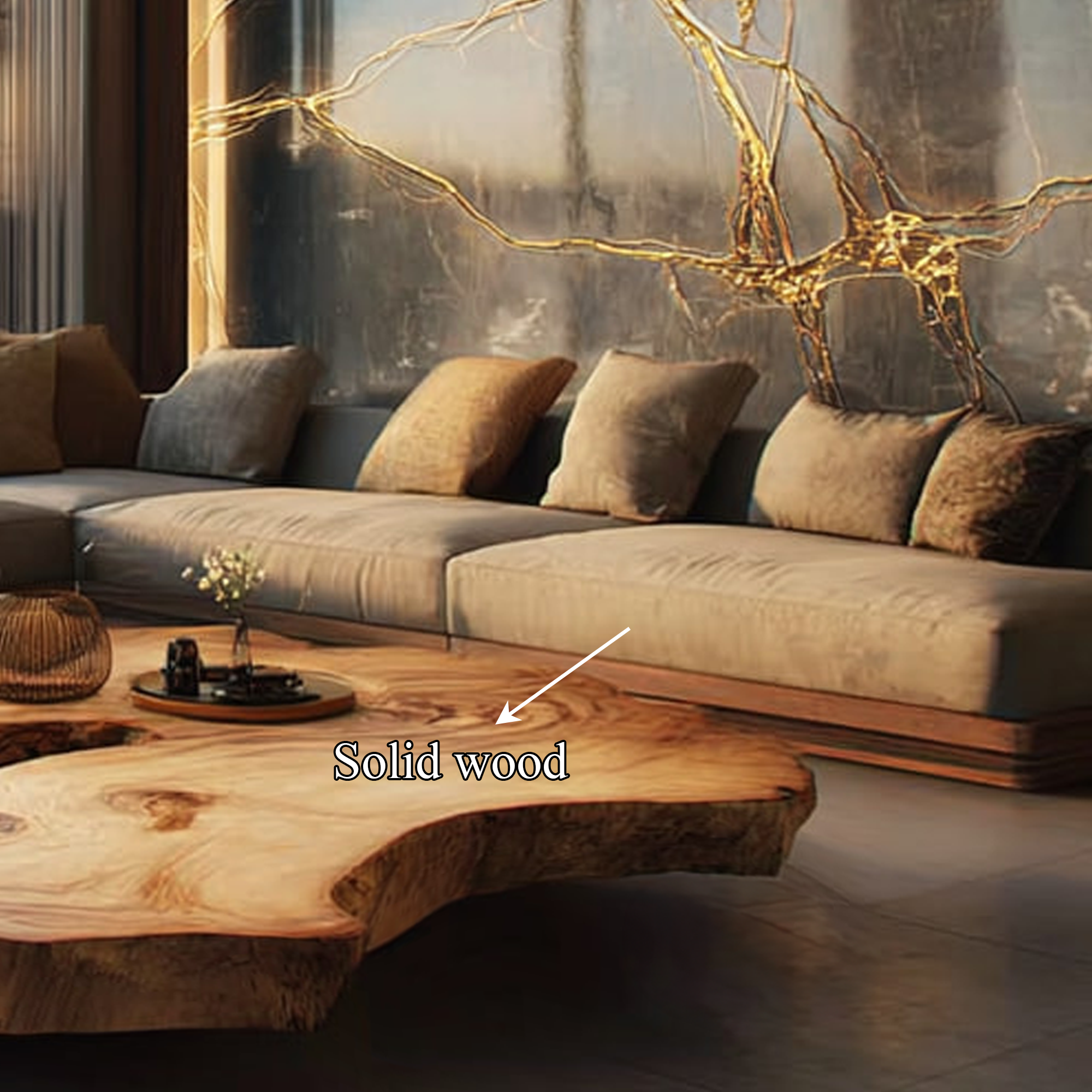 Rustic Organic Coffee Table Modern Living Room Centerpiece SINLKICF128