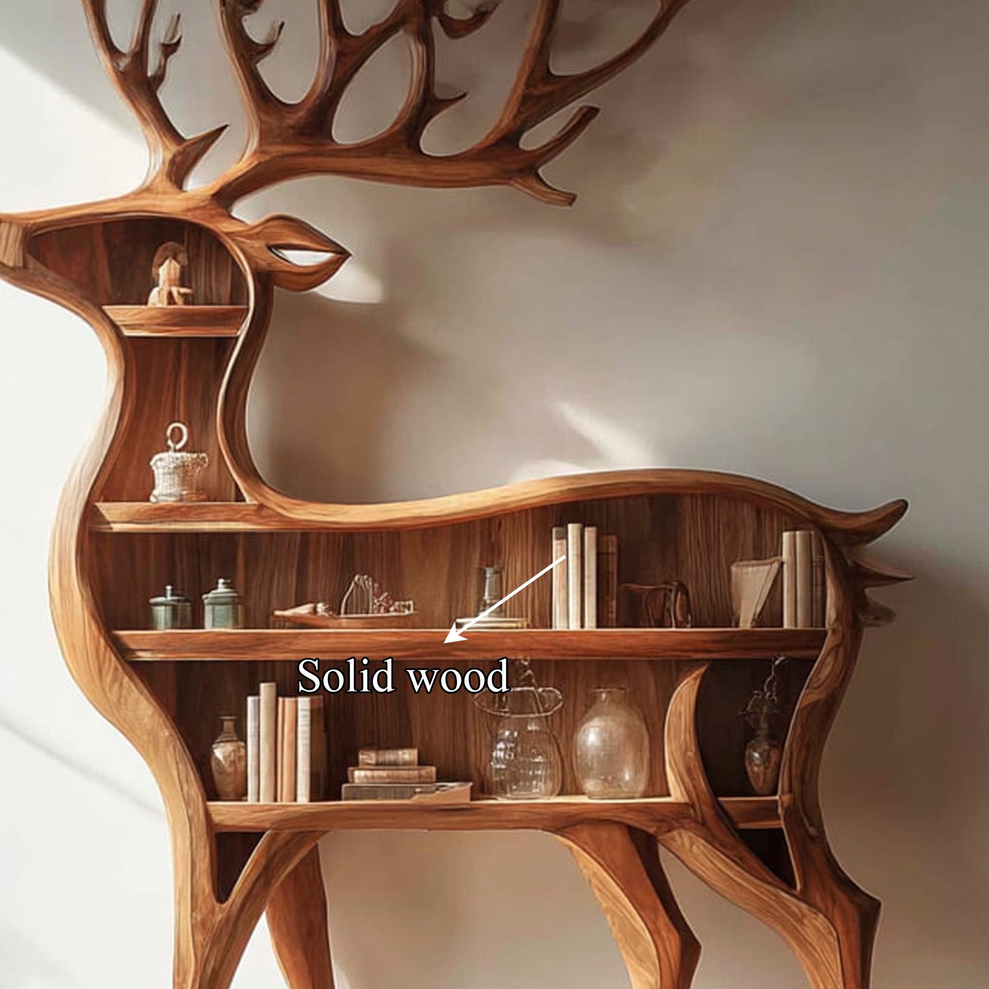 Rustic Deer Bookshelf Living Room Or Entryway Decorative SINLKISC096