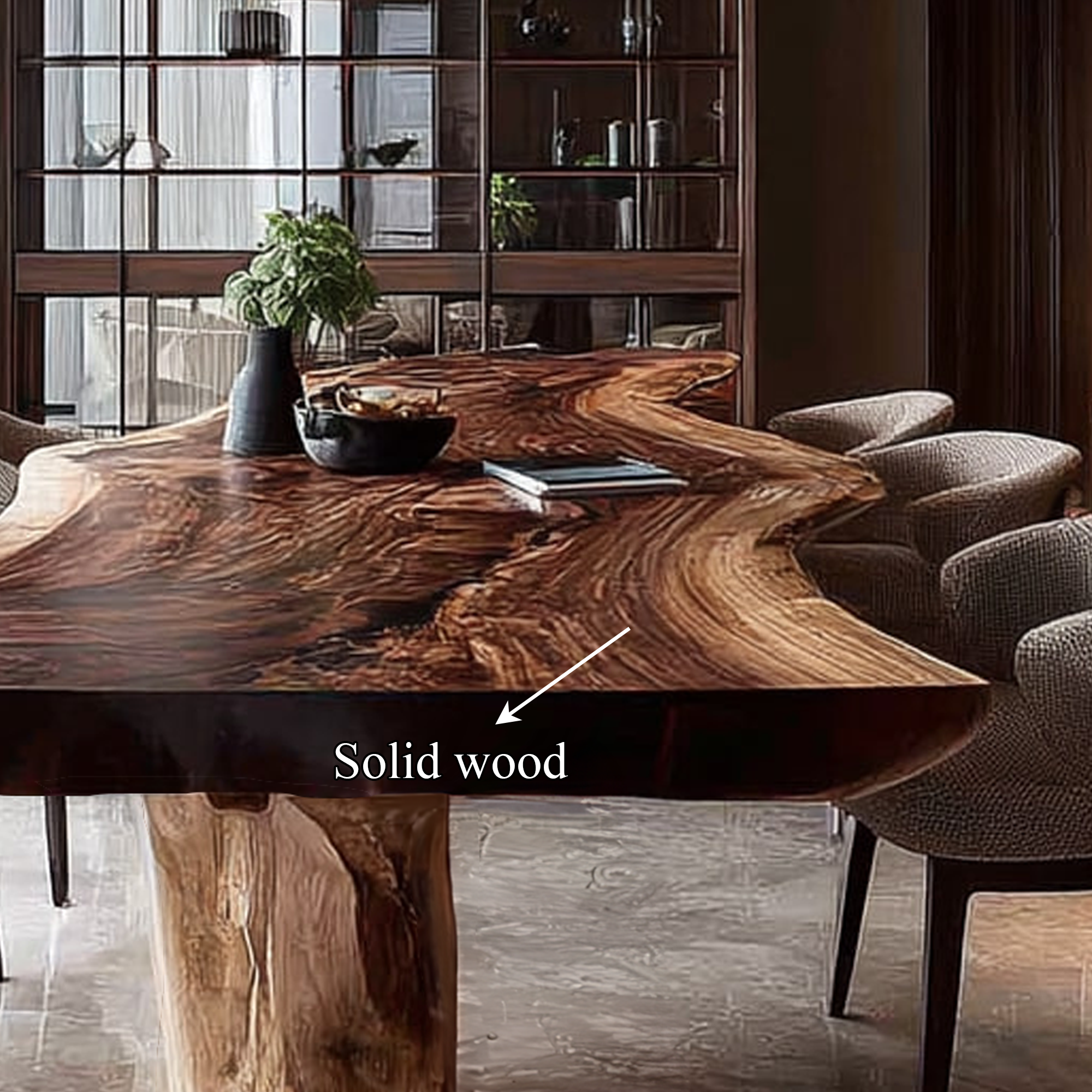 Rustic Raw Edge Wooden Dining Table Dining Room SINLKIDT104