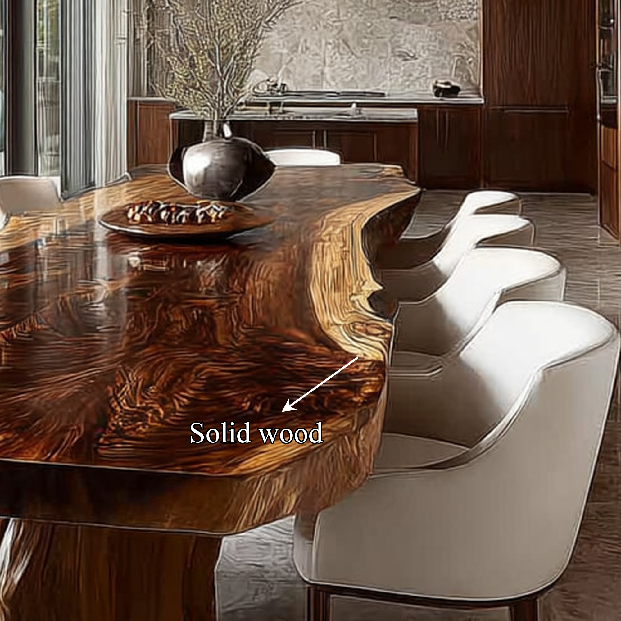 Rustic Live Edge Dining Table Office Space SINLKIDT090
