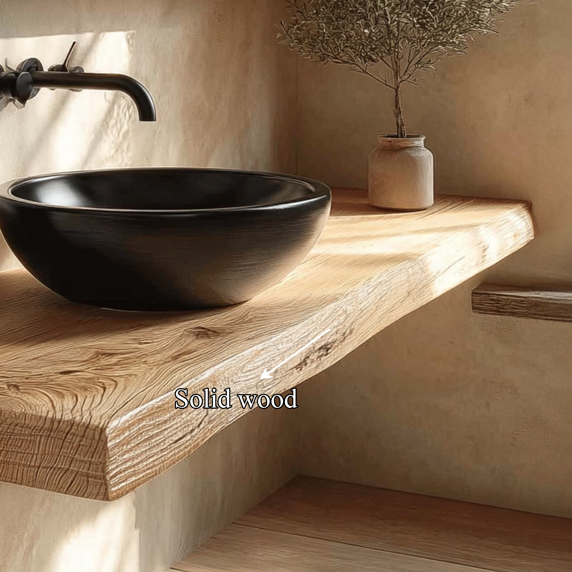 Rustic Floating Shelf Natural Edge Vanity Washroom SINLKIBRV159