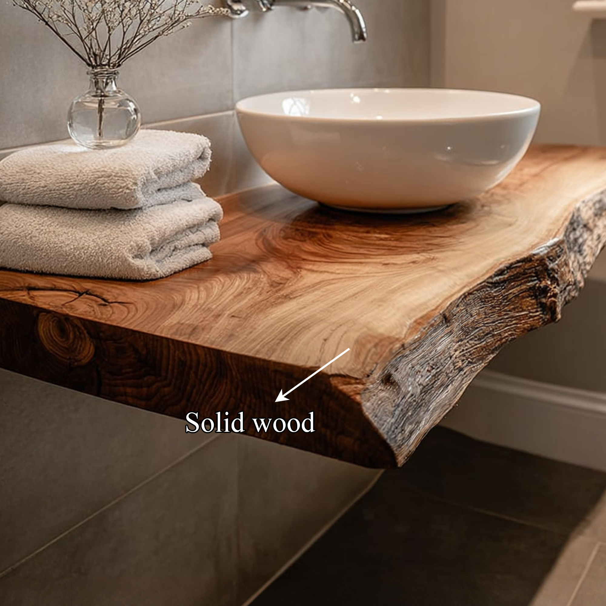 Rustic Floating Shelf Natural Edge Washroom SINLKIBRV165