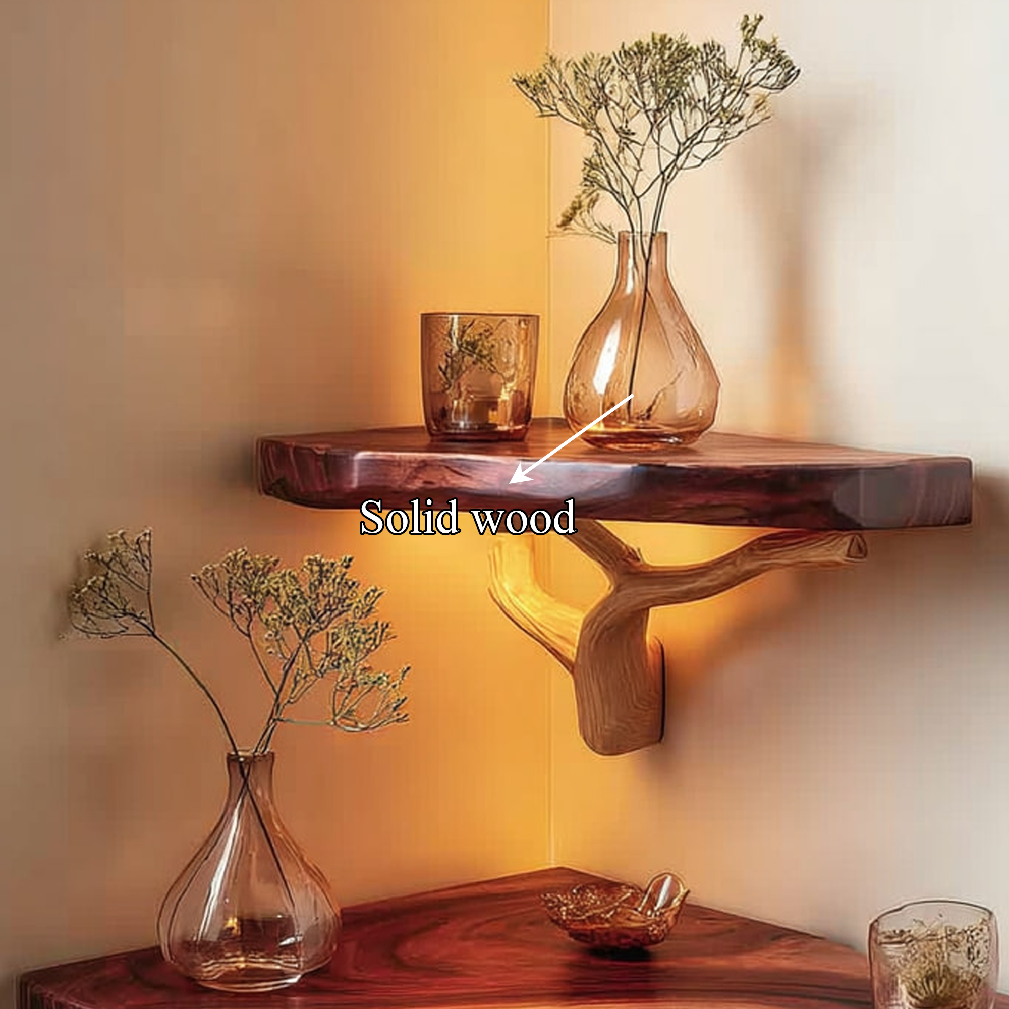 Rustic Corner Floating Shelf Living Room SINLKIFL115