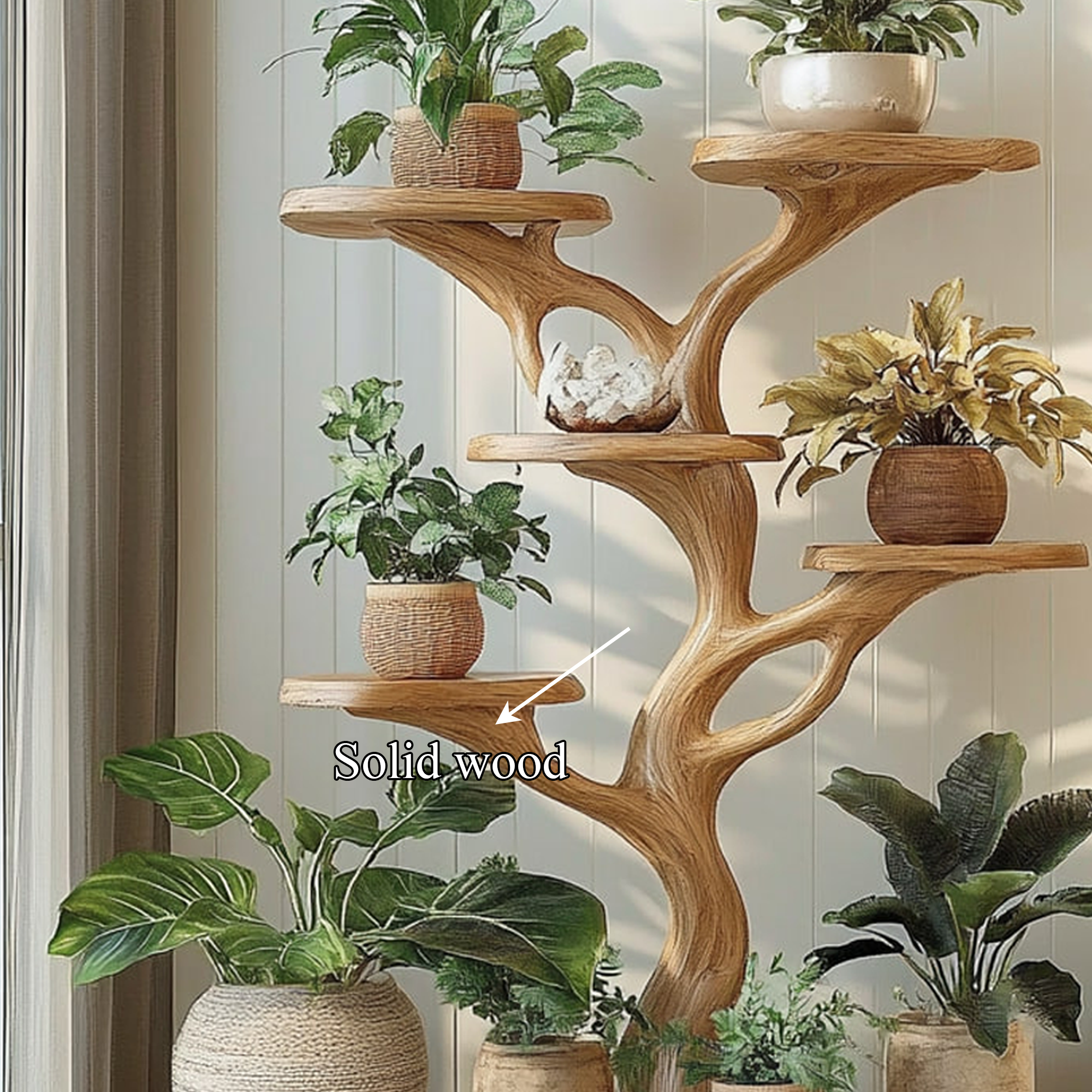 Rustic Organic Tree Plant Stand Living Room SINLKITT073
