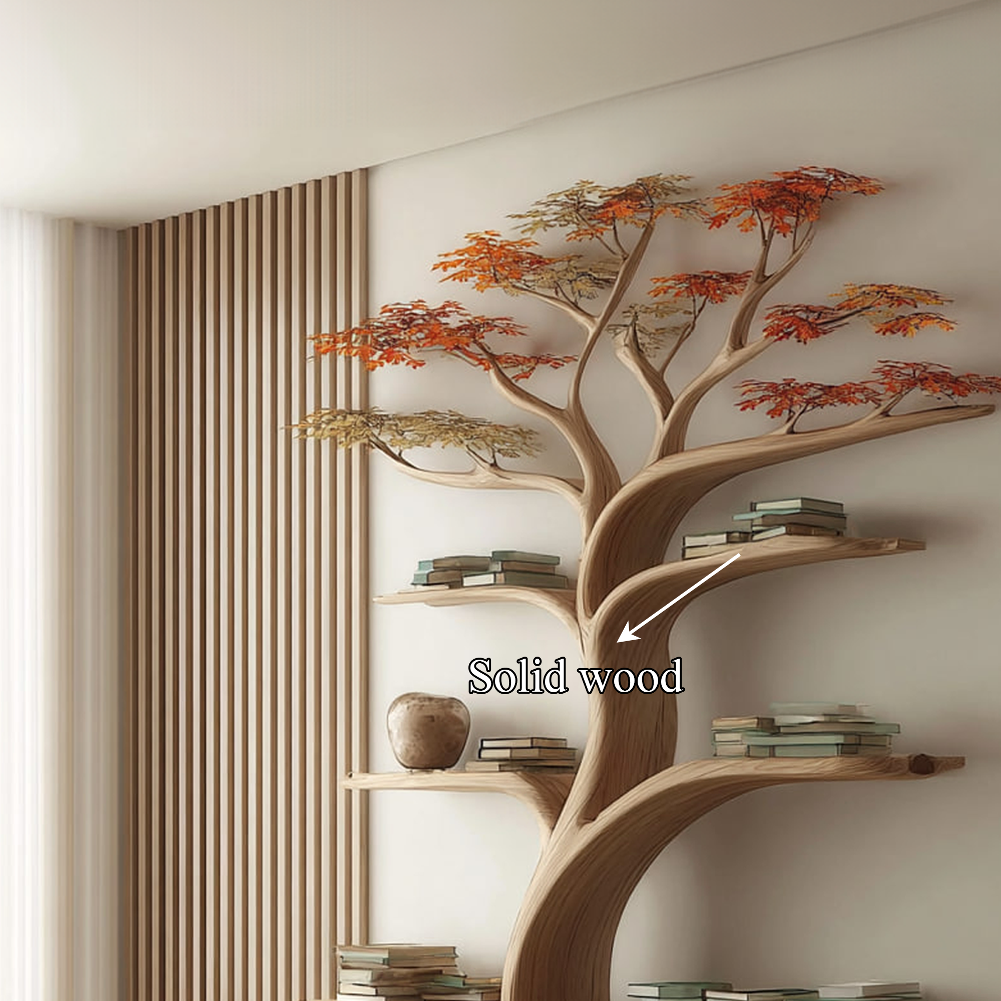 Midcentury Tree Wall Shelf Study Room SINLKITB245