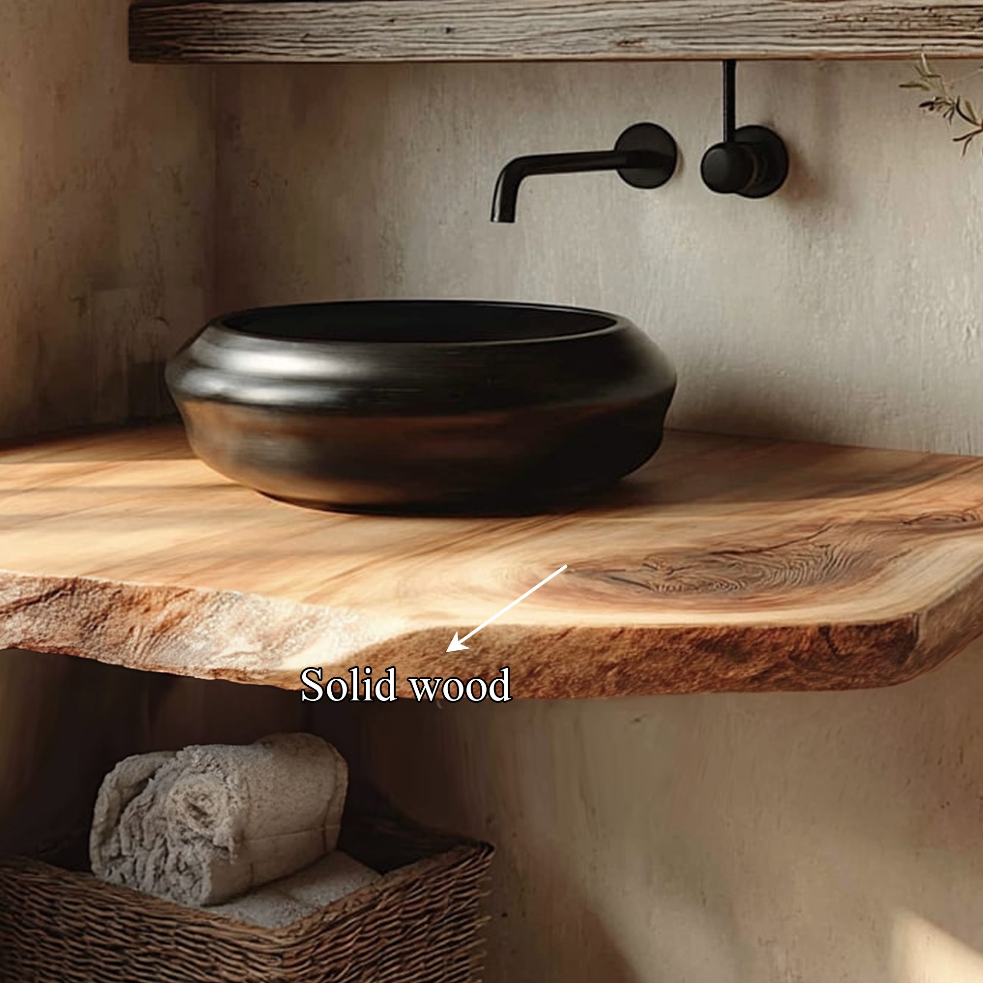 Rustic Floating Shelf Natural Edge Bathroom SINLKIBRV164