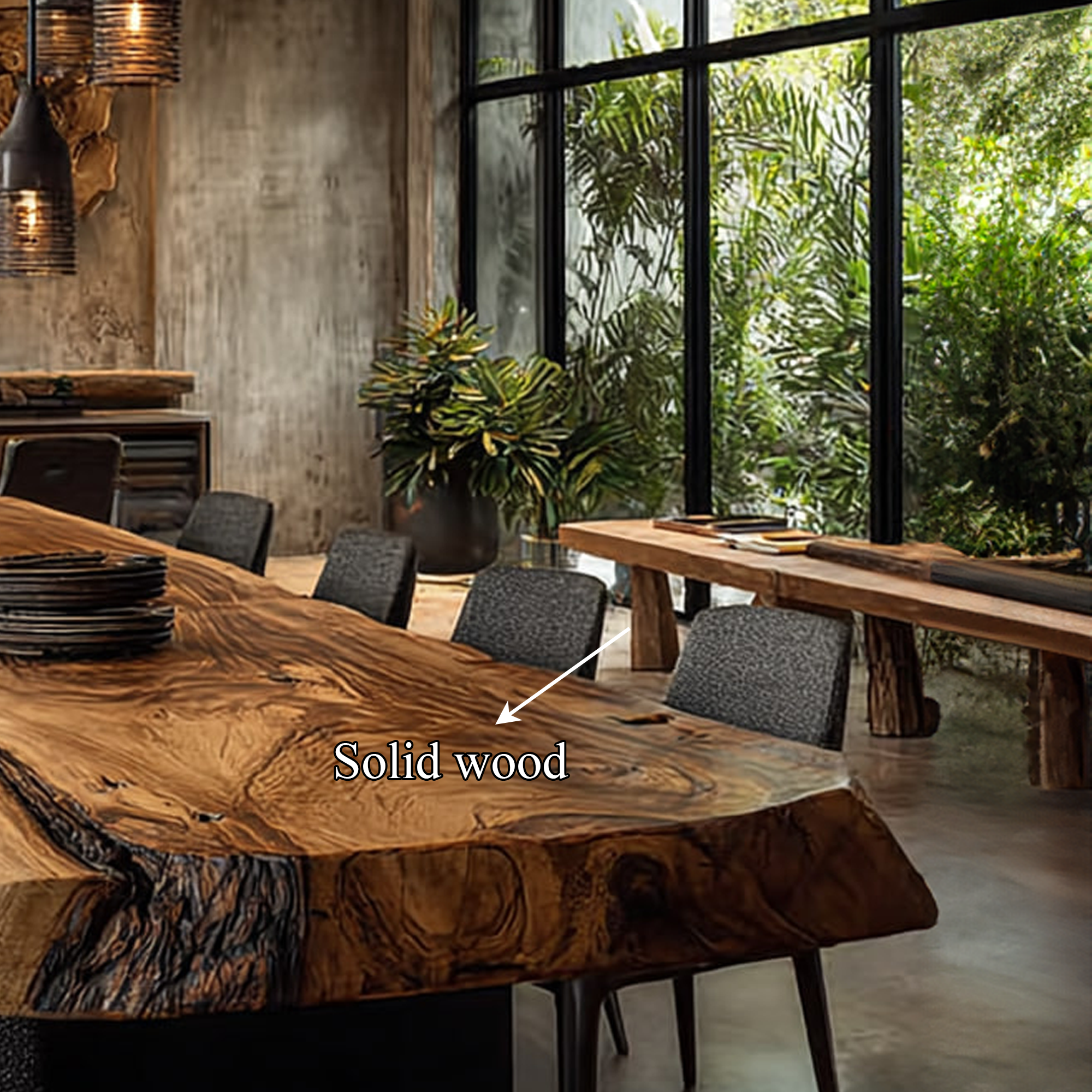 Rustic Dining Table Living Space SINLKIDT084