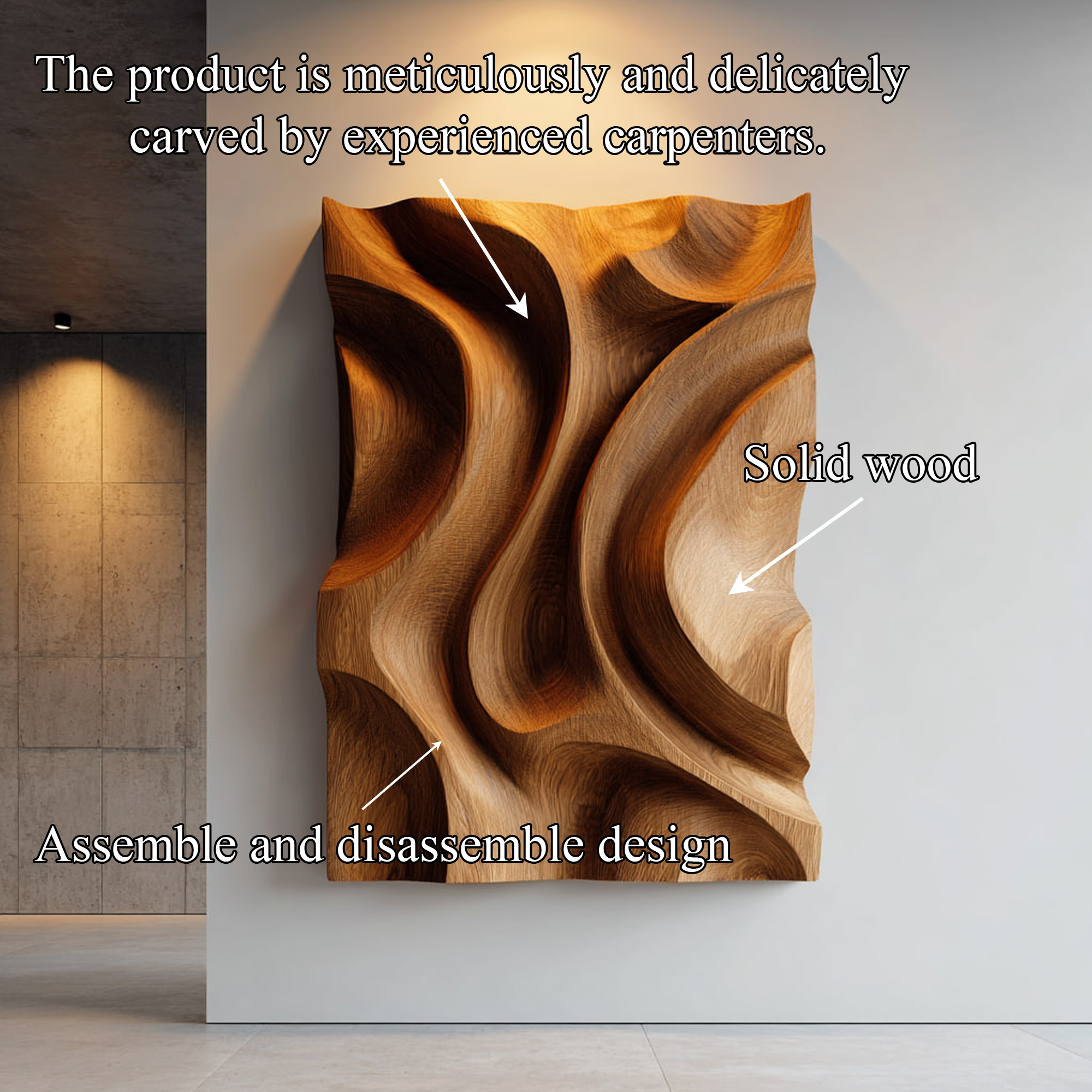 Organic Flow Carved Wood Wall Art Modern Sculptural Decor SINLKIWD015