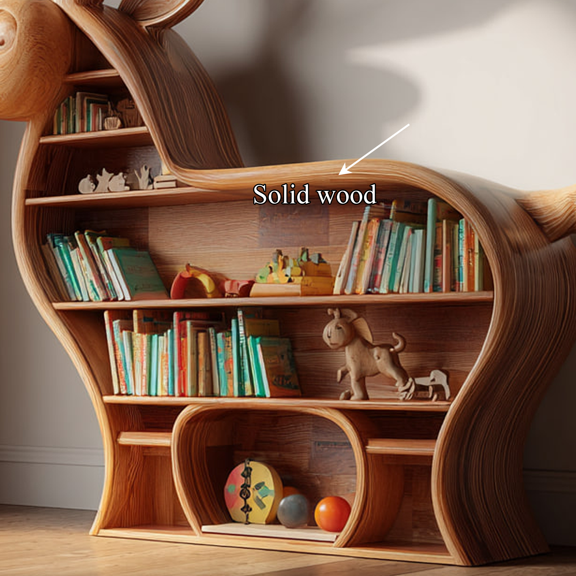 Rustic Deer Shaped Bookshelf Kids Room Nursery Furniture SINLKISC102