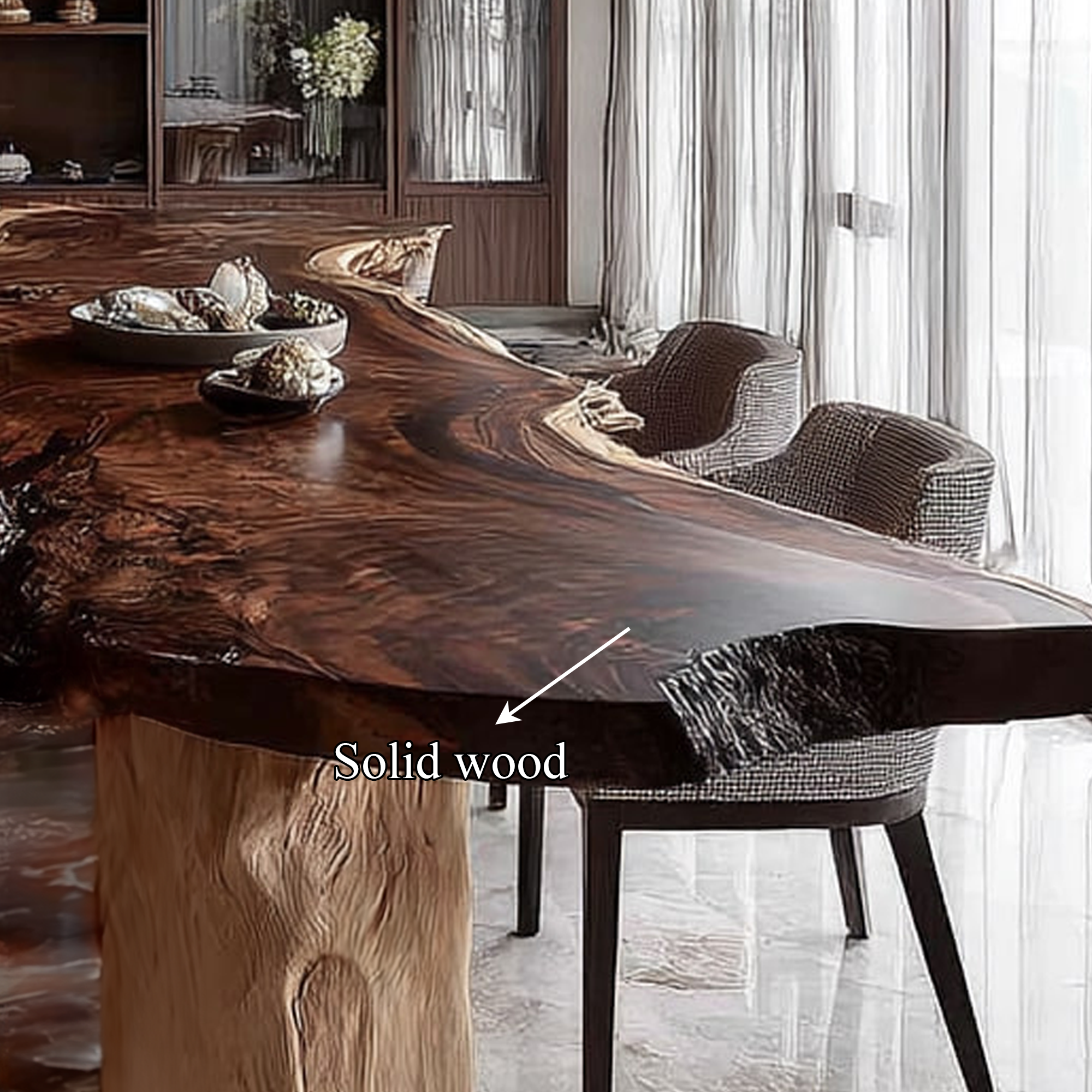 Mid Century Natural Edge Wooden Dining Table Kitchen SINLKIDT107