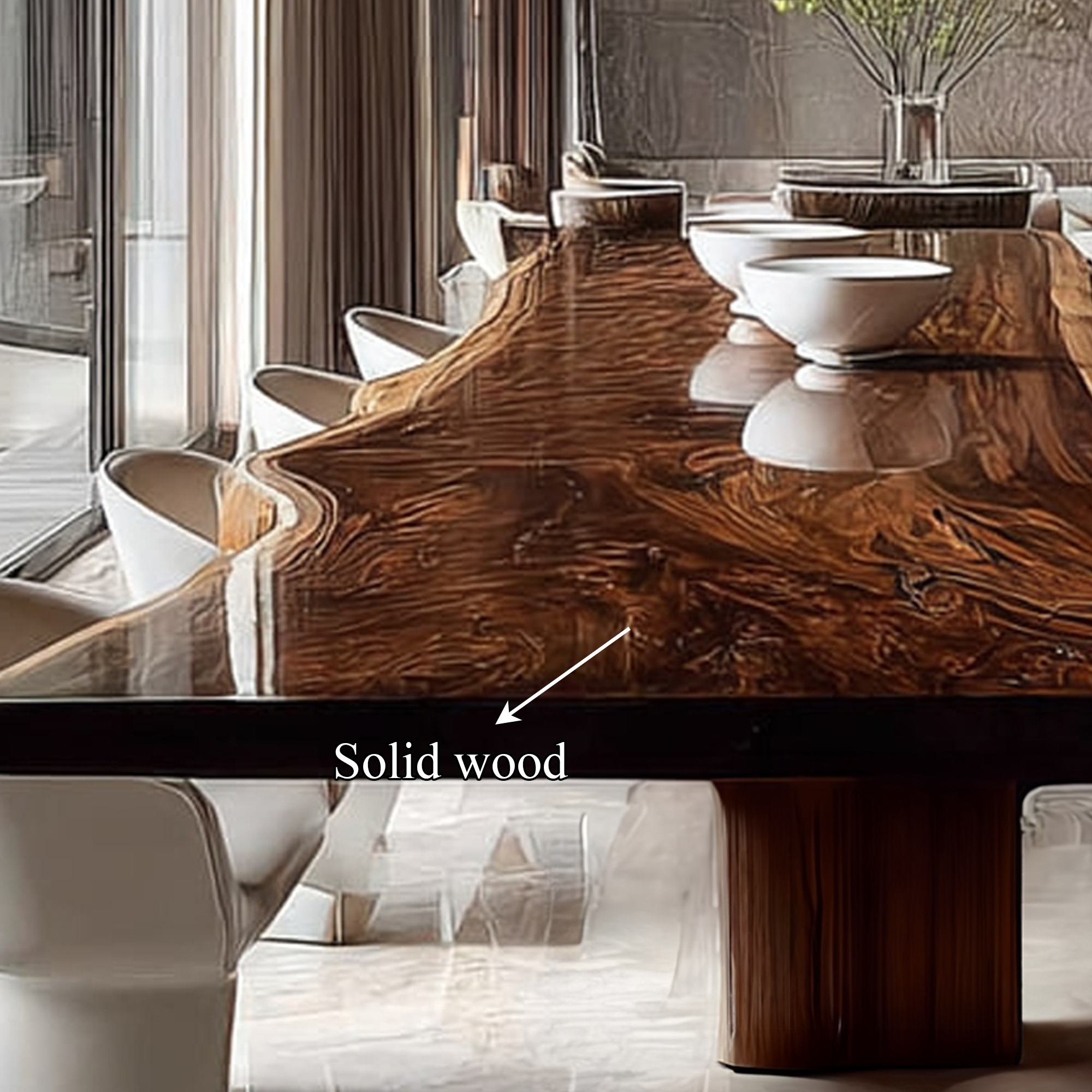 Rustic Solid Wood Slab Dining Table Dining Room SINLKIDT097