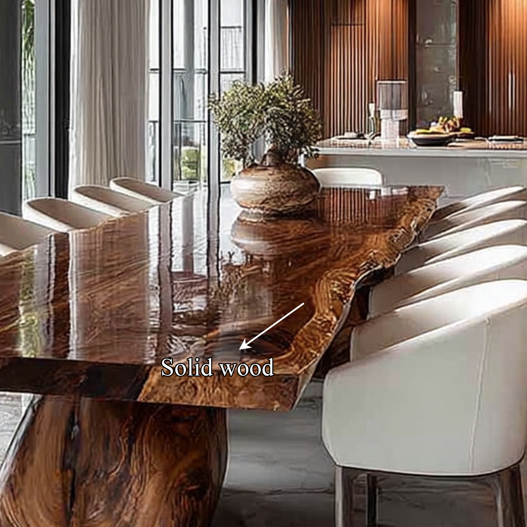 Rustic Live Edge Dining Table Meeting Room SINLKIDT089