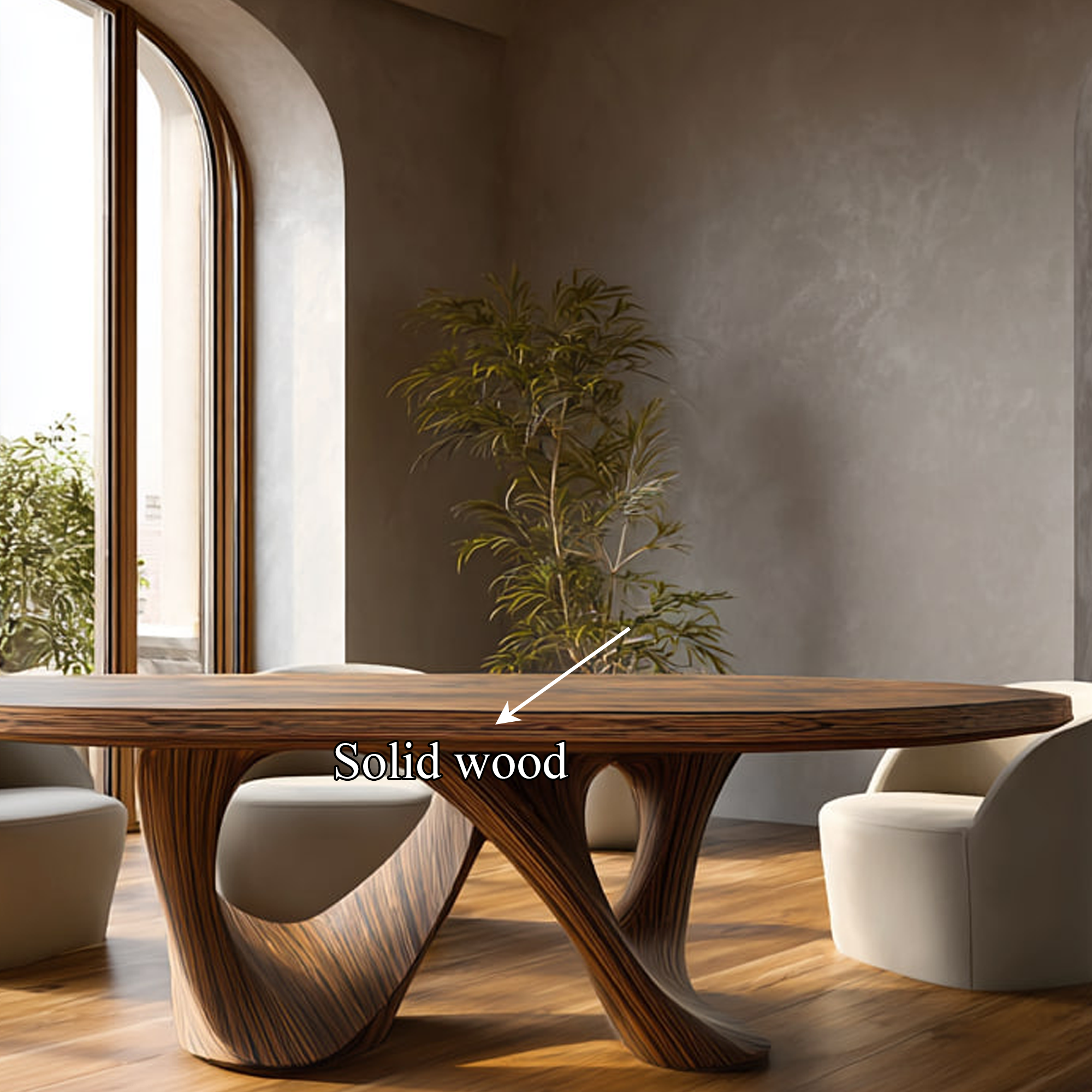 Mid Century Raw Edge Solid Wood Dining Table Kitchen SINLKIDT121