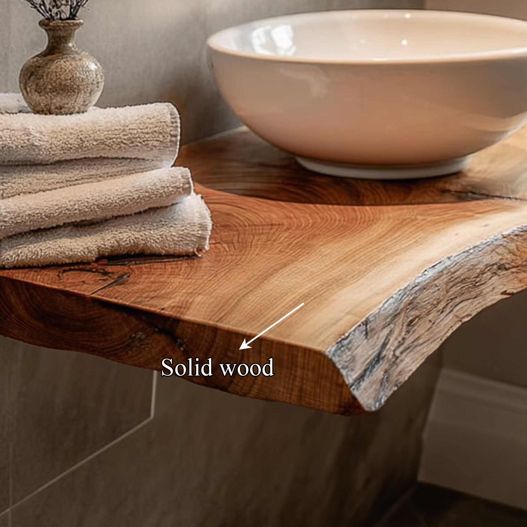 Midcentury Floating Shelf Natural Edge Powder Room SINLKIBRV169