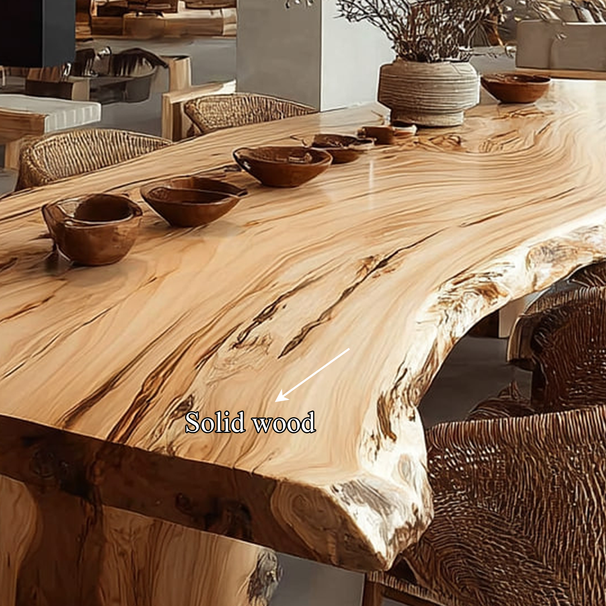 Rustic Live Edge Dining Table Open Kitchen SINLKIDT108
