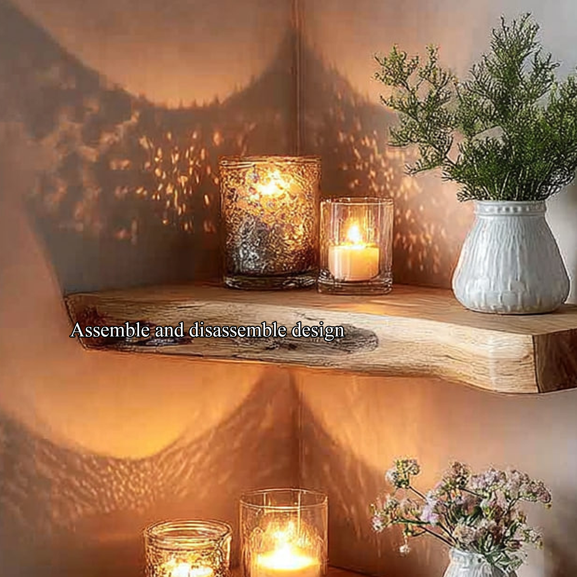 Rustic Corner Floating Shelf Home Office SINLKIFL156