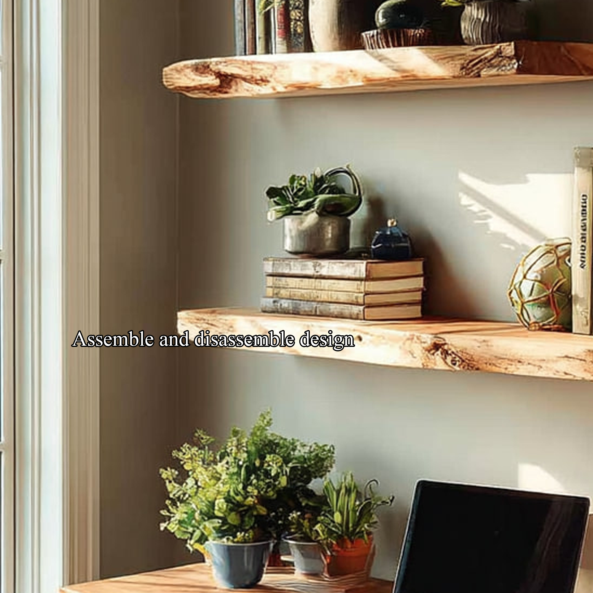 Rustic Floating Shelves Desk Study Room SINLKIFL155