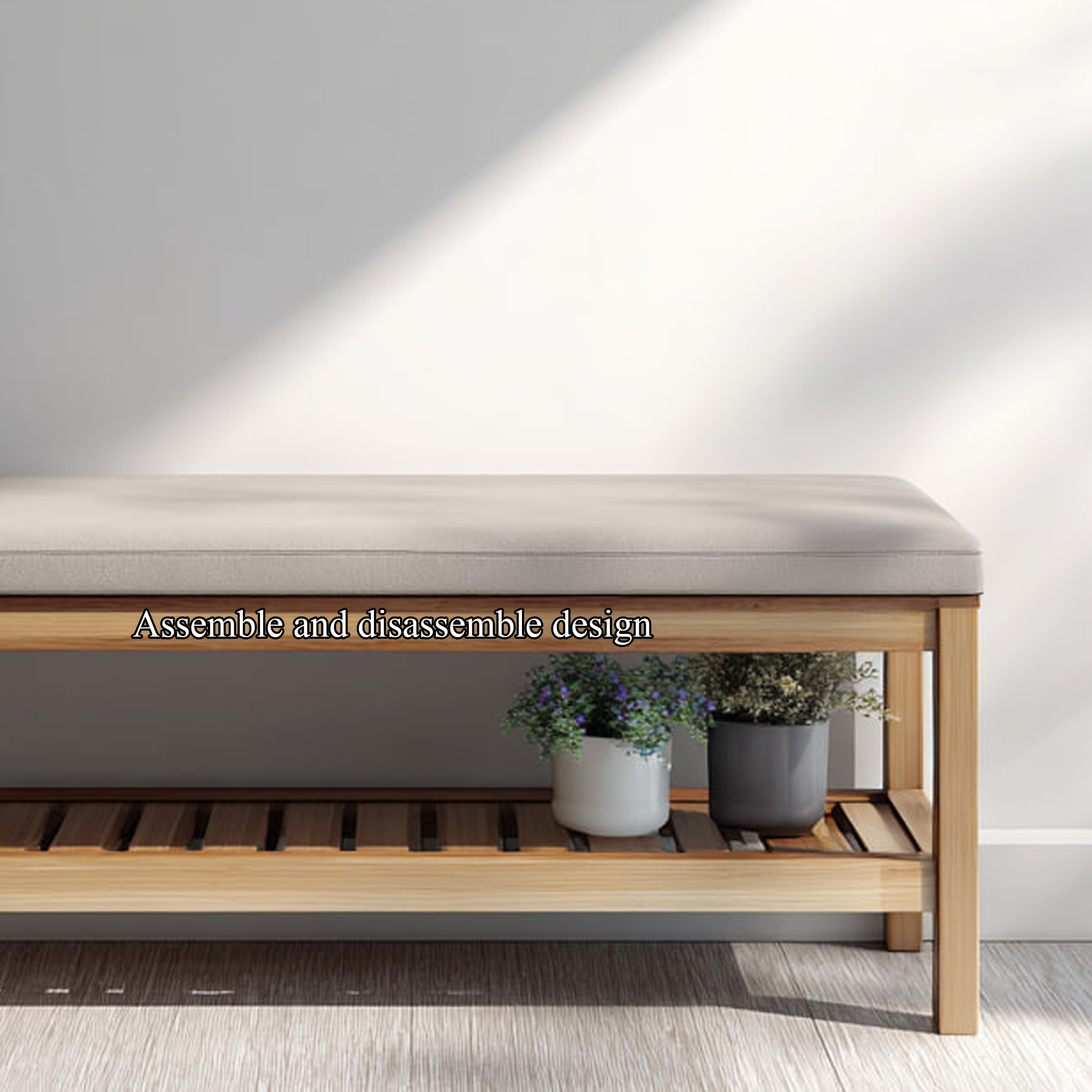 Midcentury Farmhouse Shoe Bench Entryway SINLKISB041