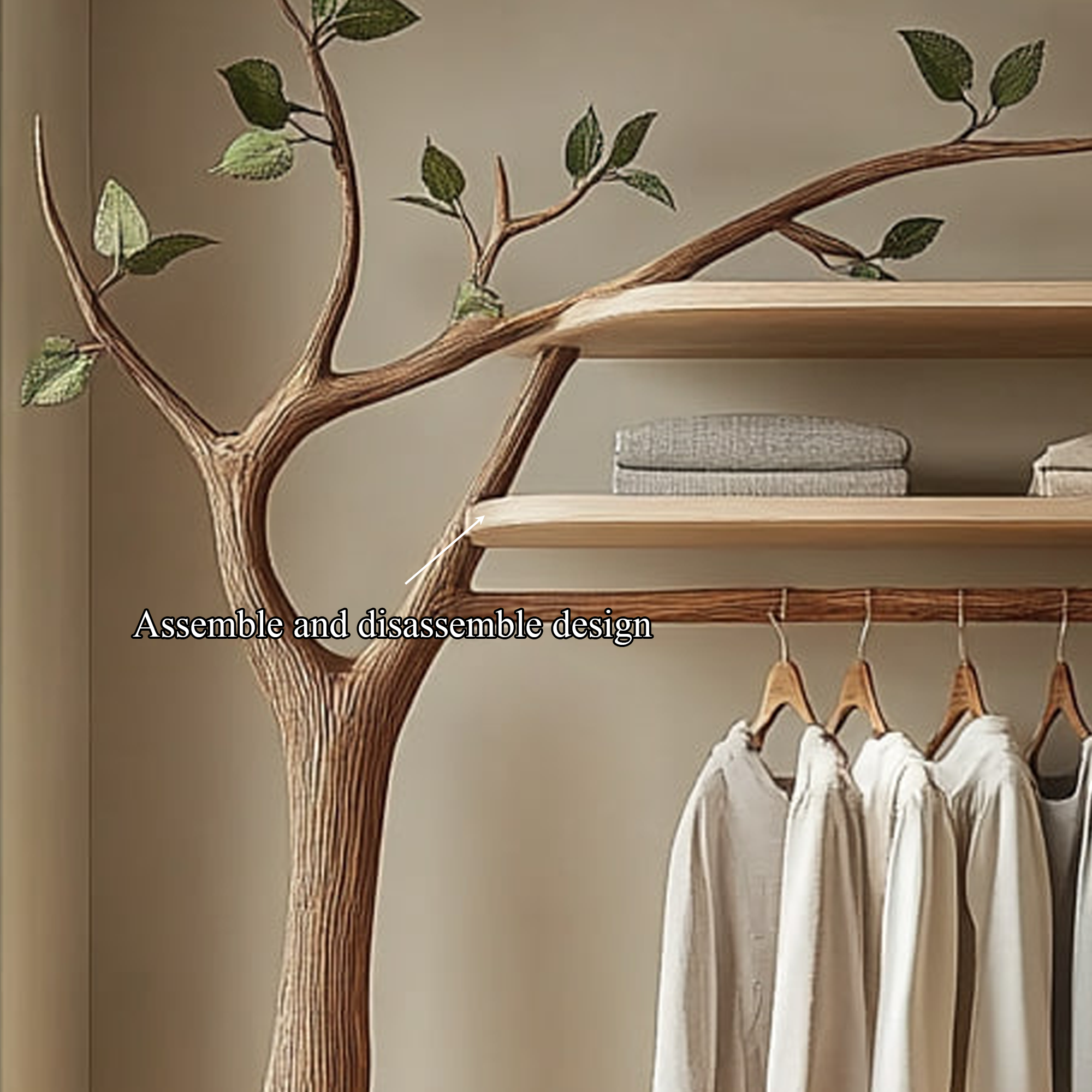 Nature Inspired Wooden Tree Clothing Rack Modern Bedroom SINLKITCR053