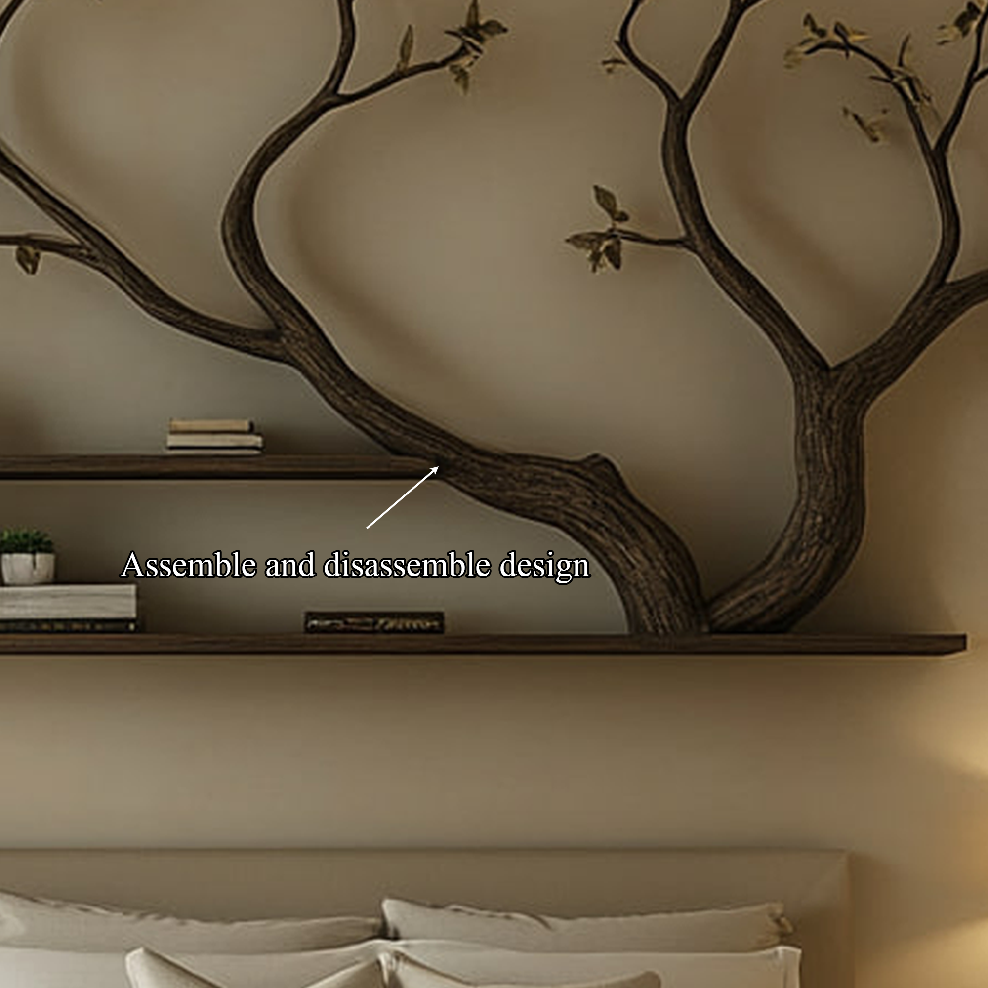 Mid Century Tree Wall Bookshelf Modern Cozy Bedroom SINLKITBS084