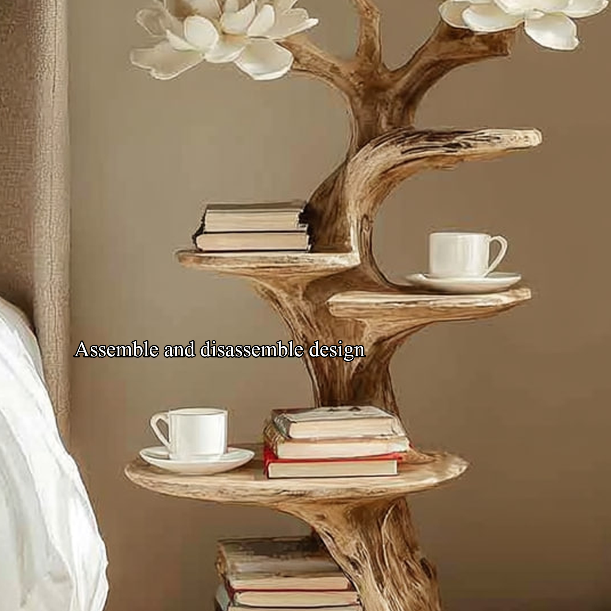 Rustic Tree Nightstand Bedroom SINLKIBT064