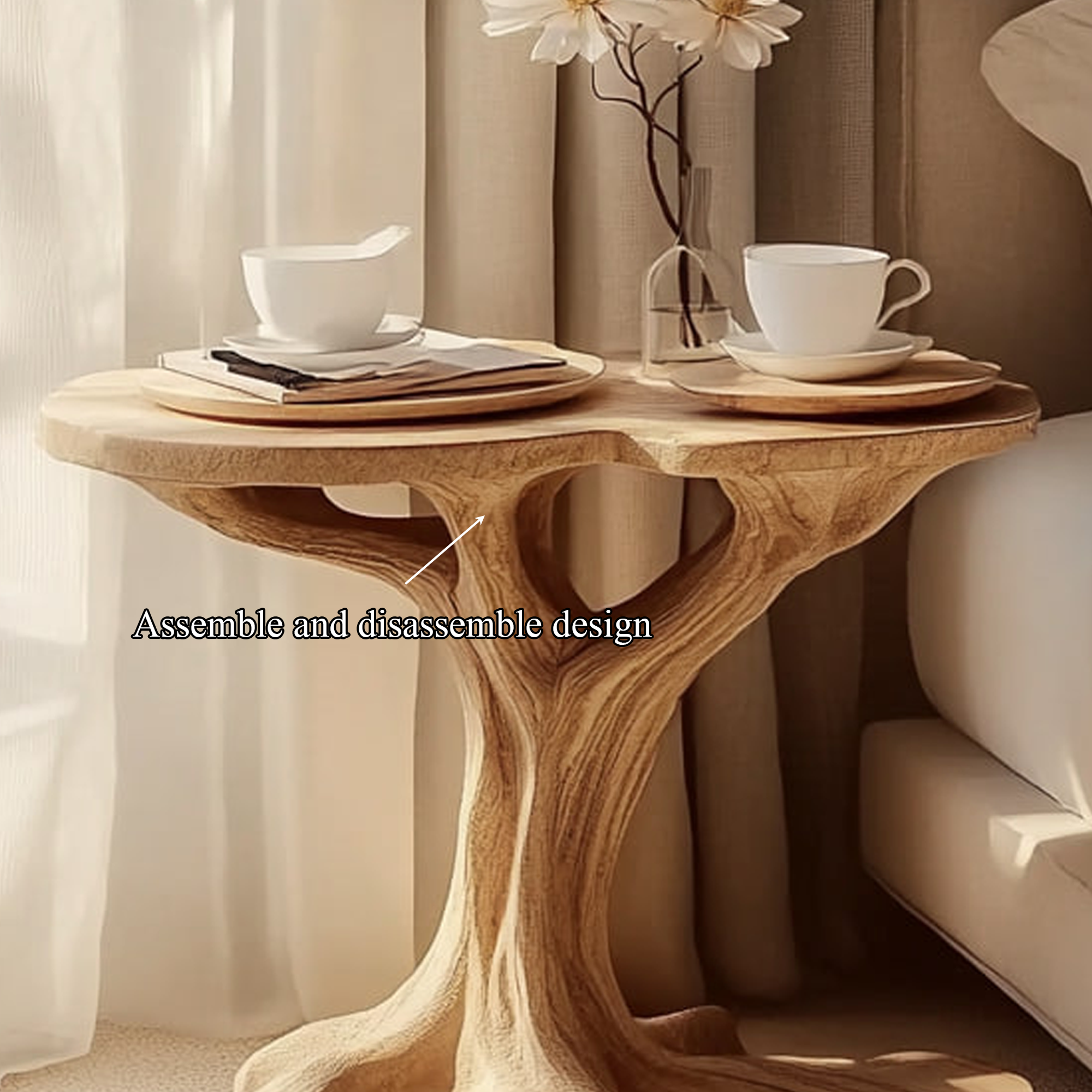 Rustic Natural Shape Side Table Living Room Bedroom Accent SINLKIBT163