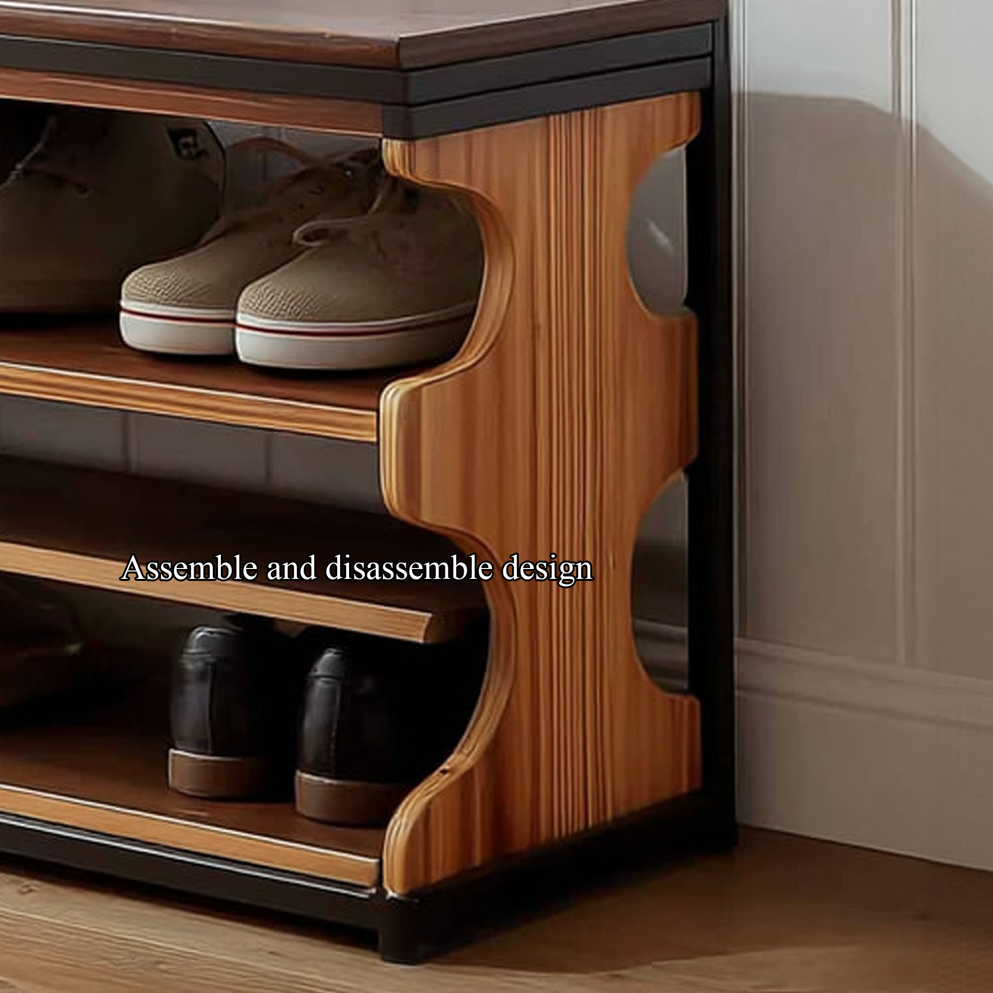 Midcentury Shoe Organizer Bench Entryway SINLKISB043