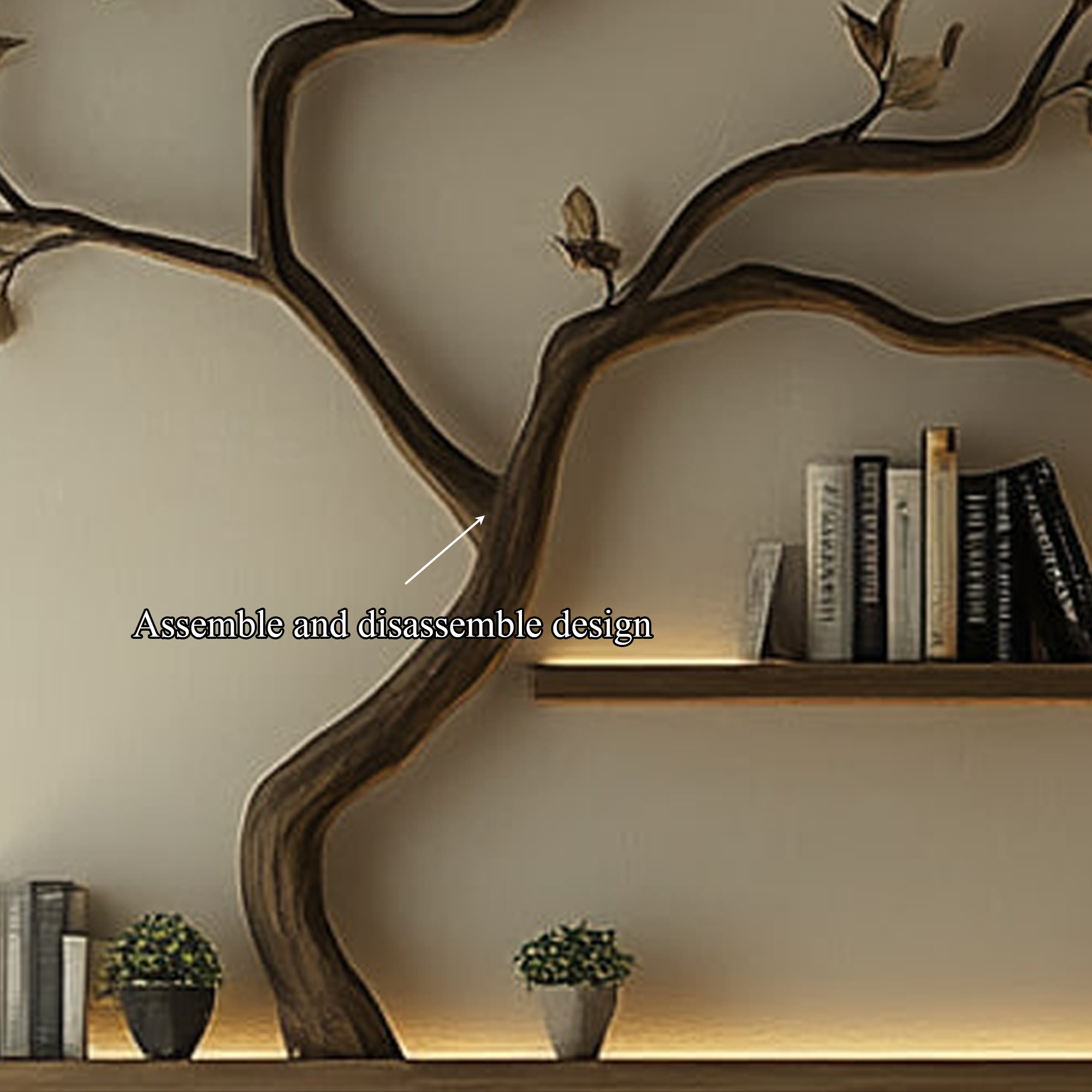 Mid Century Tree Wall Shelf Bedroom Living Room SINLKITBS082