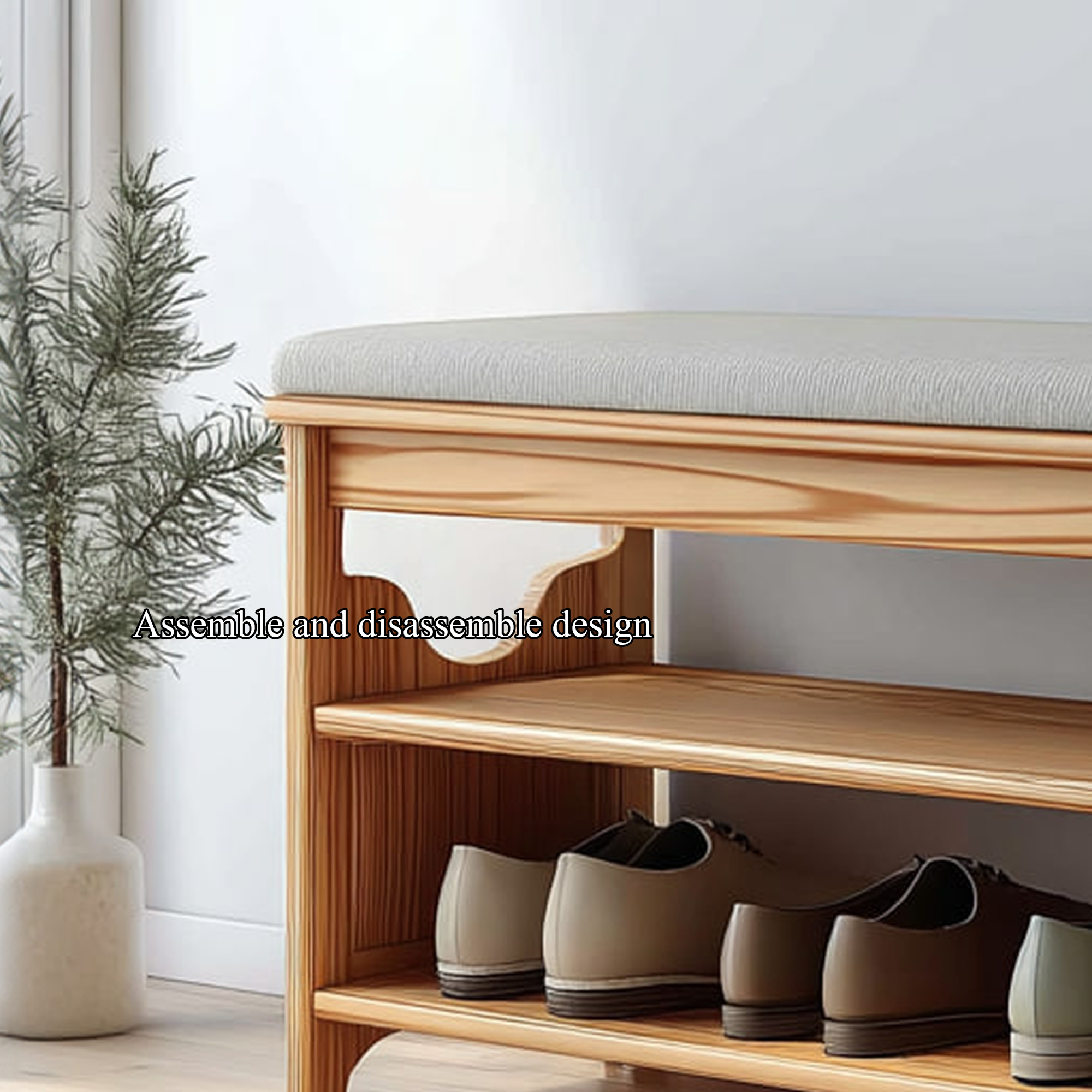 Midcentury Farmhouse Bench Shoe Rack Entryway SINLKISB045